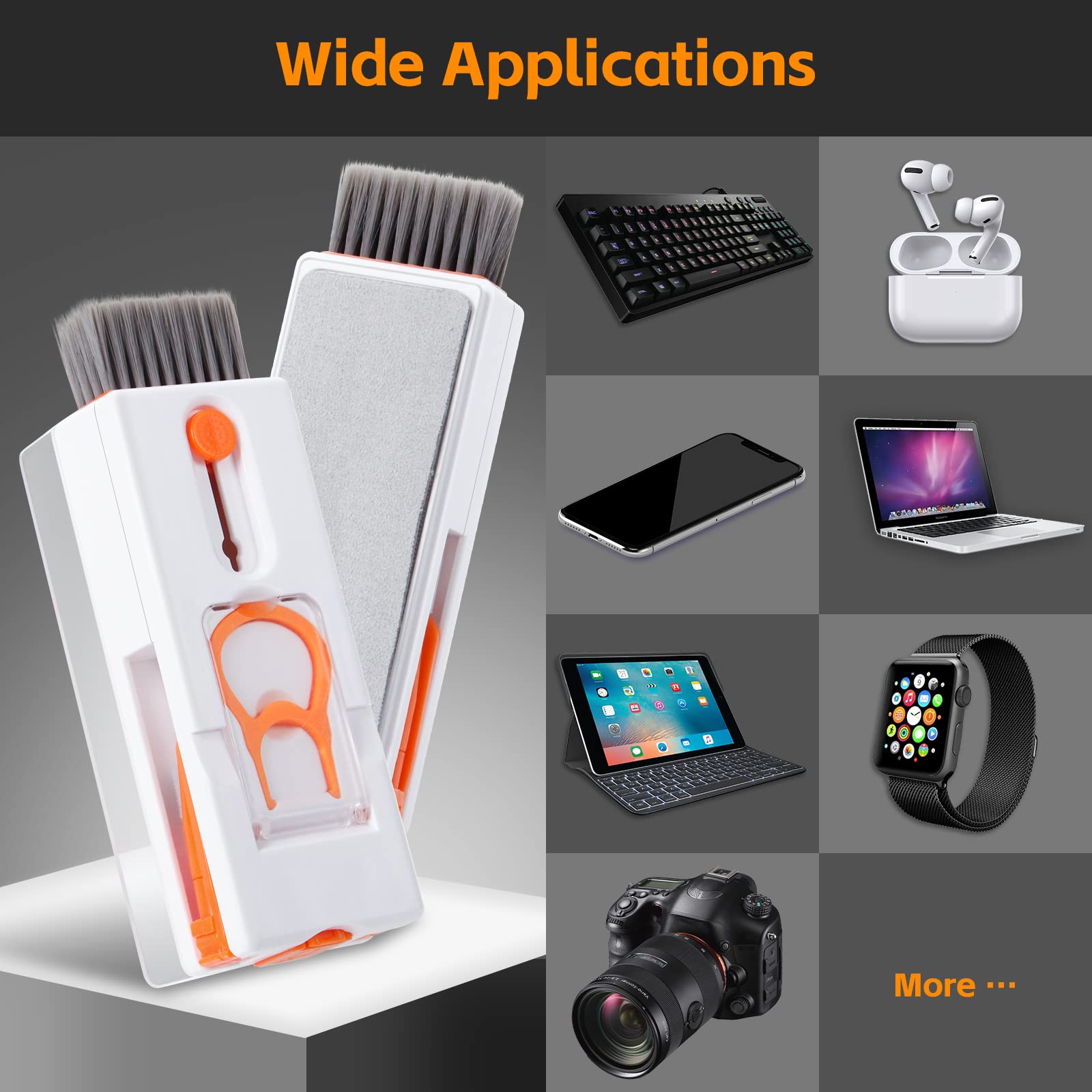 Alyvisun 11 in 1 Multifunctional Keyboard Cleaning Kit for Electronics | Orange 7