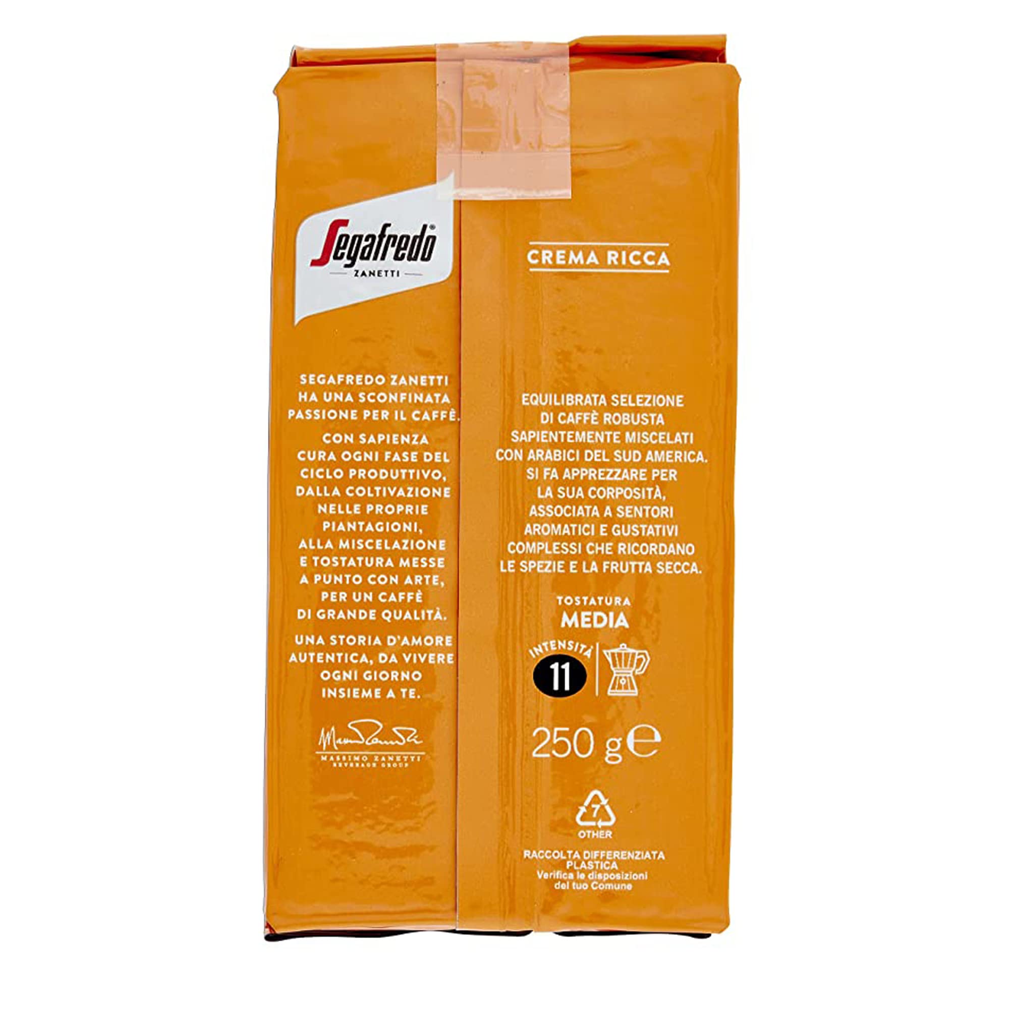 Segafredo Zanetti Ground Coffee Crema Ricca - Medium Roast, Intense Flavor | 4 x 250g Pack 3