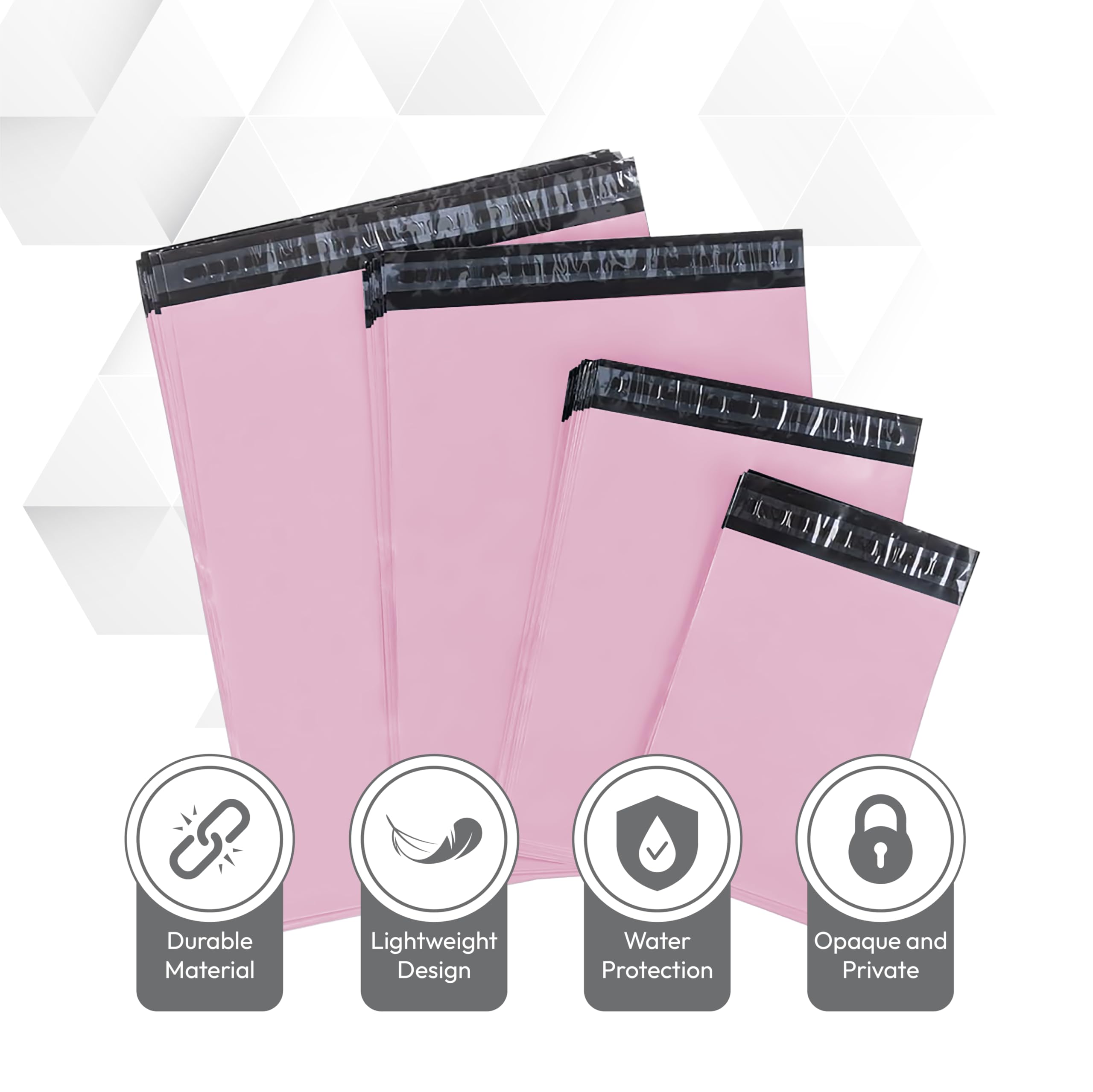 delka Mailing Bags, 100Mixed Size Pink Poly Mailer Bags, Tear-Resistant Shi 3