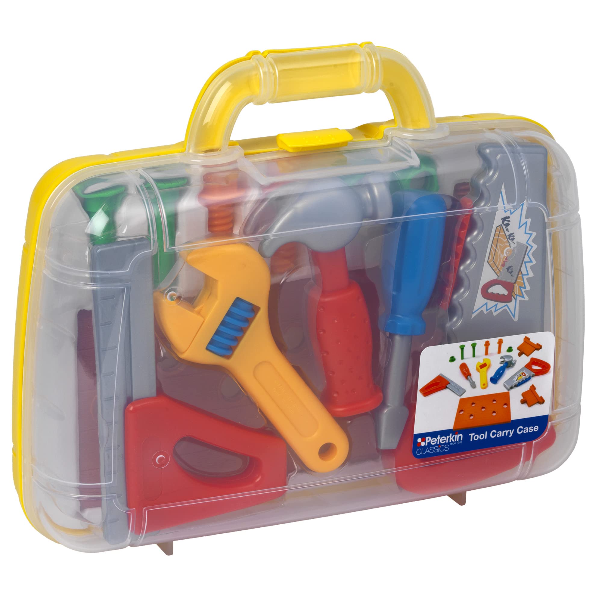 Peterkin Classic Children's Tool Set - 14 Piece Plastic Kit in Carry Case | Ages 3+