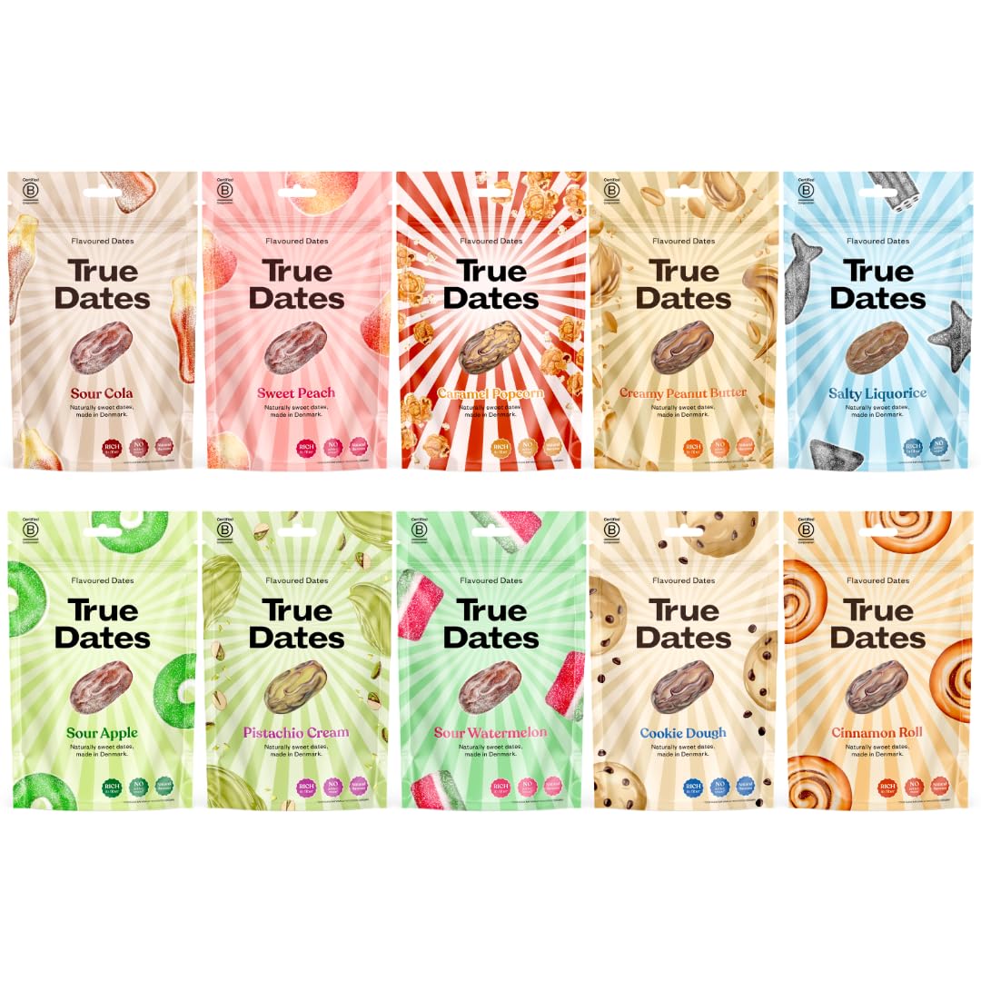 True Gum Candy Coated Dates - 10 Varieties, 10 x 100g Packs