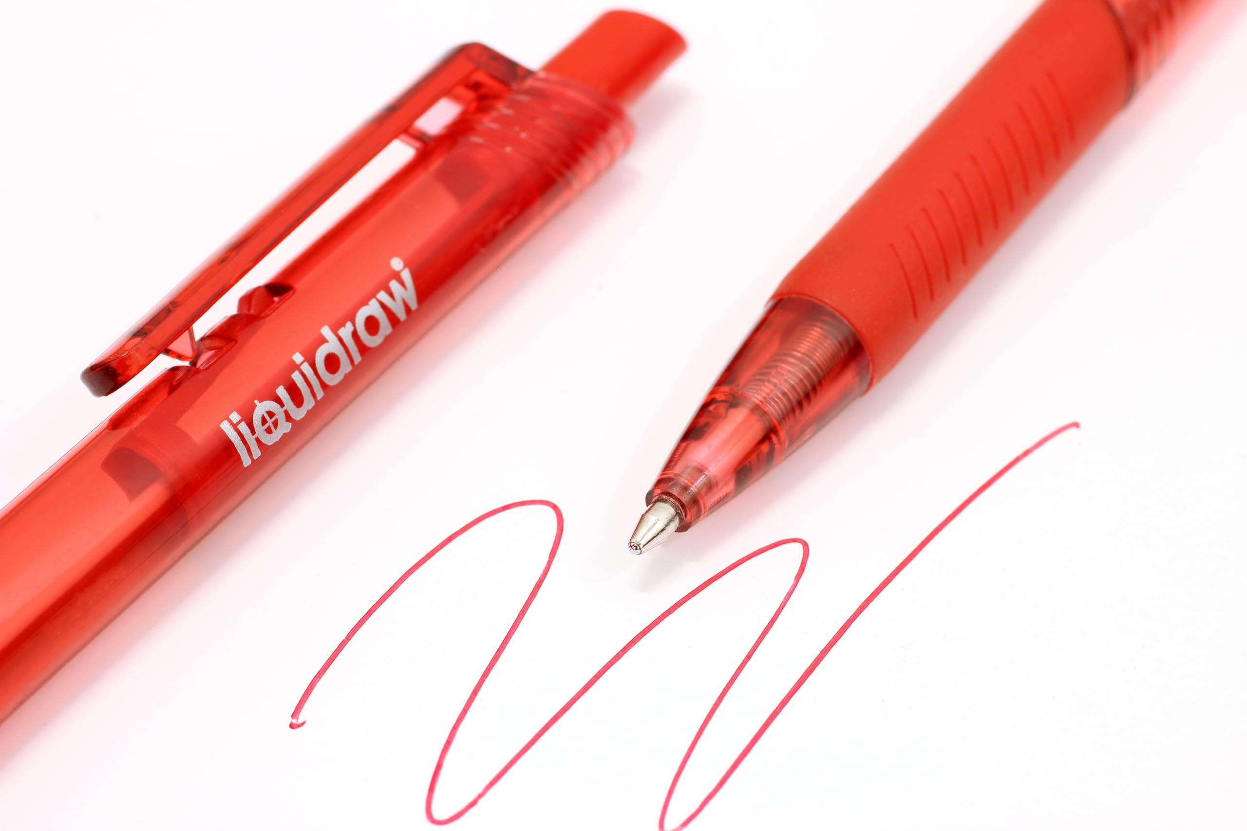 Liquidraw Red Ballpoint Pens - Pack of 10 | 1.0mm Medium Tip | Retractable Click Action 5