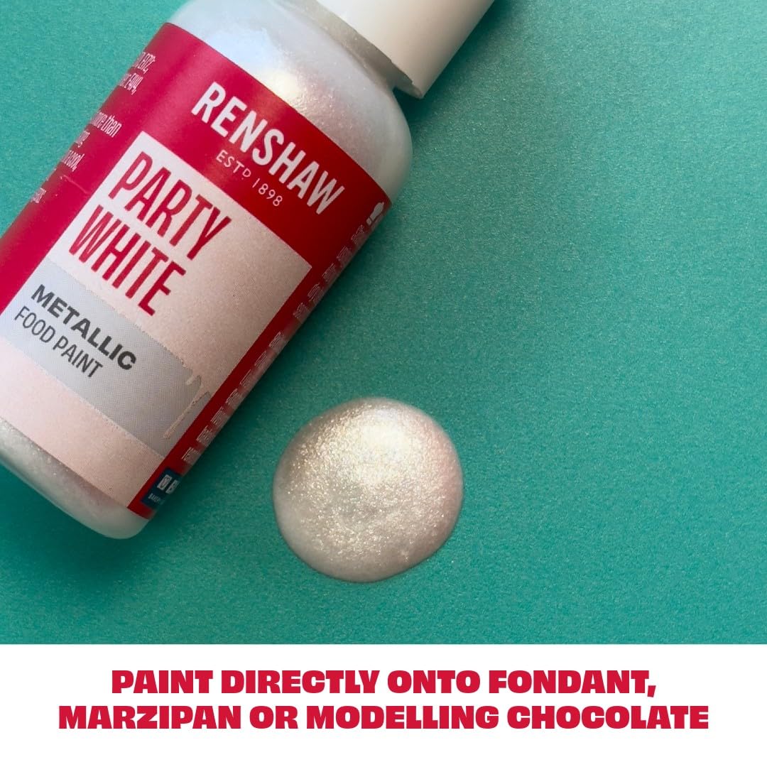 Renshaw Edible Metallic Food Paint, Party White, 20g 4