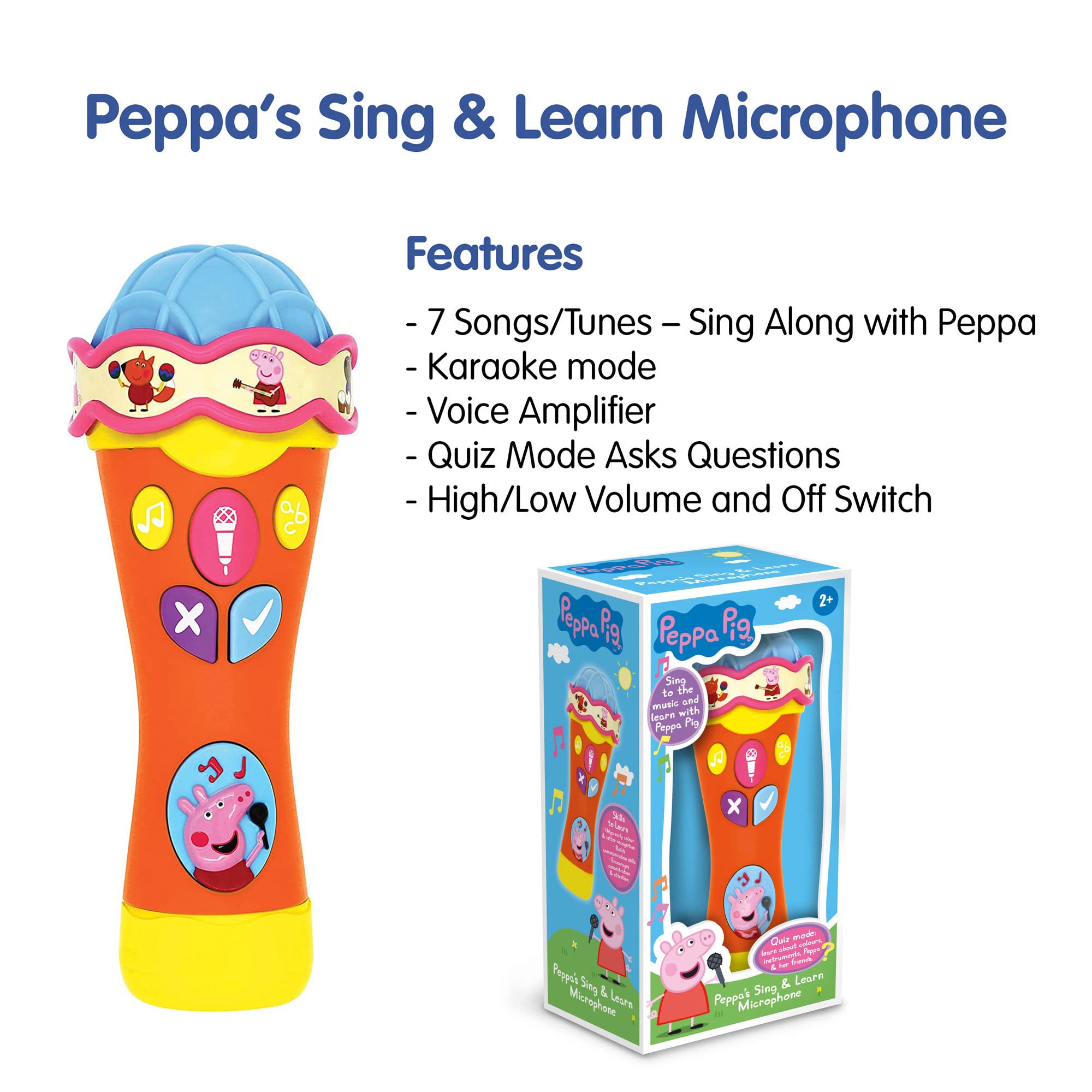 Peppa Pig Singalong & Learn Microphone - Interactive Karaoke & Learning Toy | Ages 2-5 | Multicolor 4