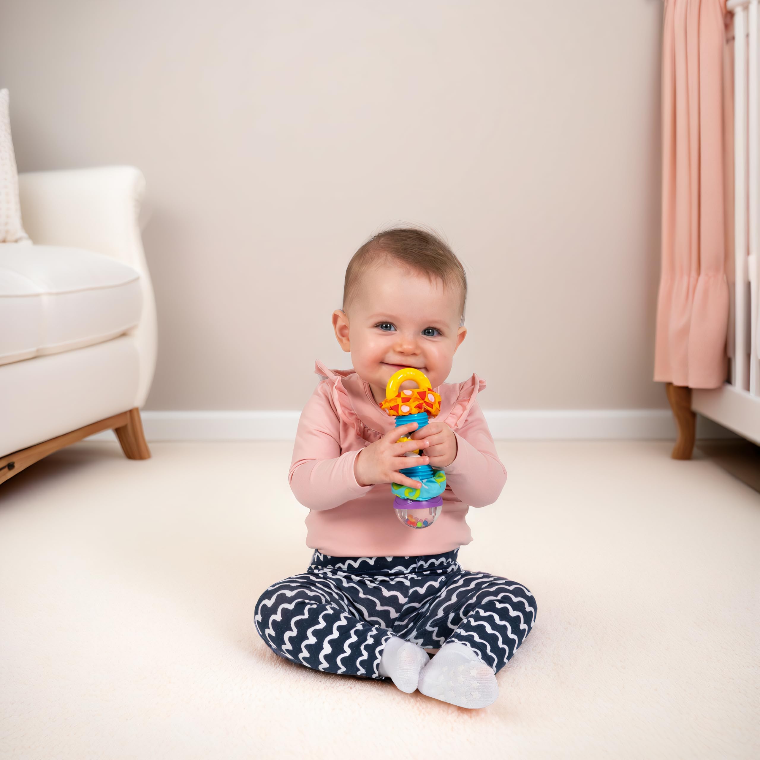 Playgro Super Shaker Rattle - Sensory Development Toy for Infants 3+ Months | Multicoloured 8