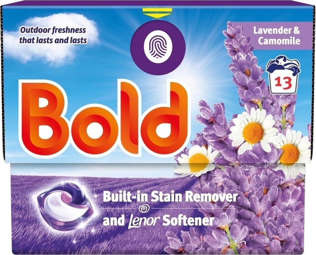 Bold PODS Laundry Detergent Capsules - Lavender & Camomile Scent, Built-in Stain Remover & Lenor Softener, 13 Washes 1