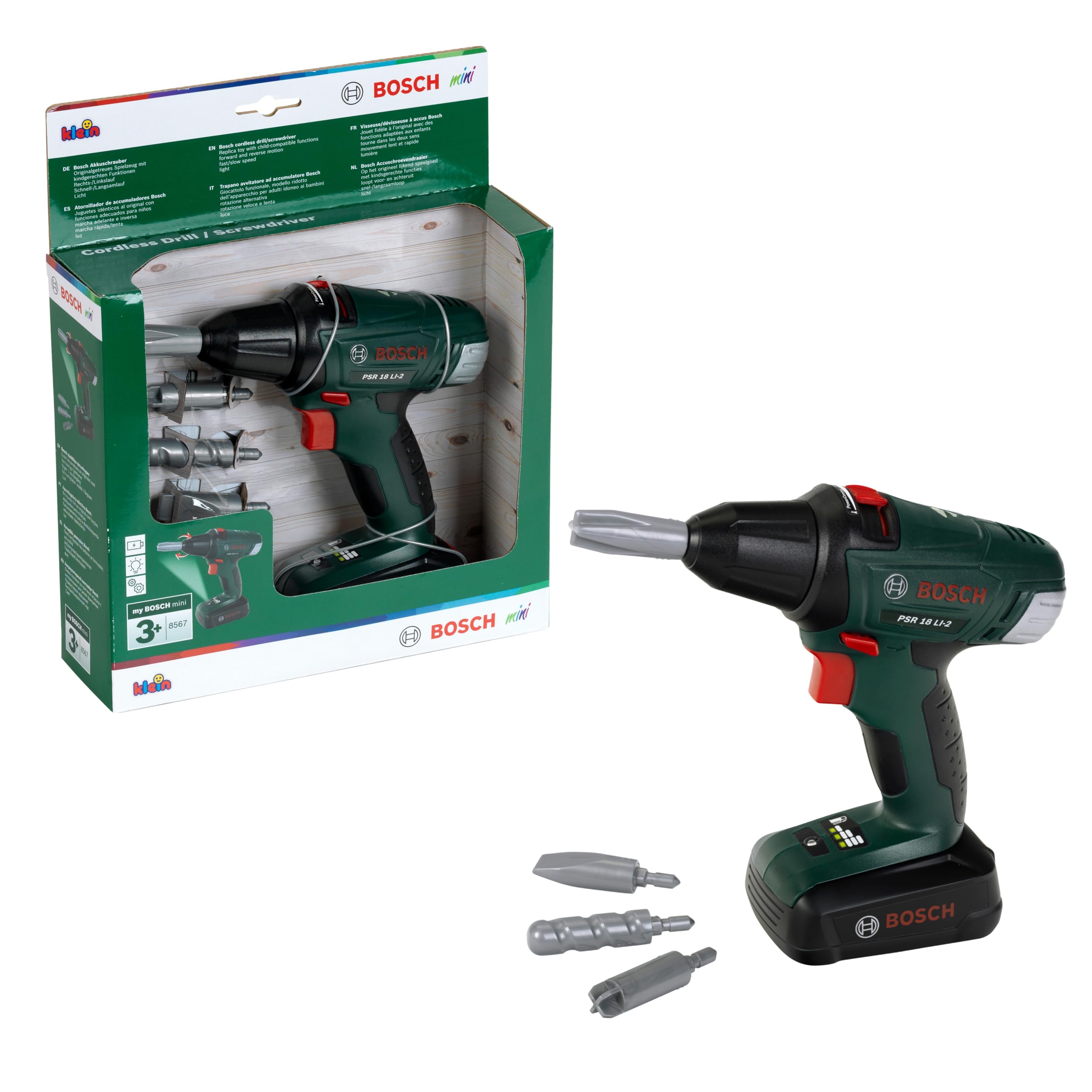 Theo Klein Bosch Cordless Screwdriver - Battery Powered Drill with Light & Sound | Ages 3+ | 20 cm 7