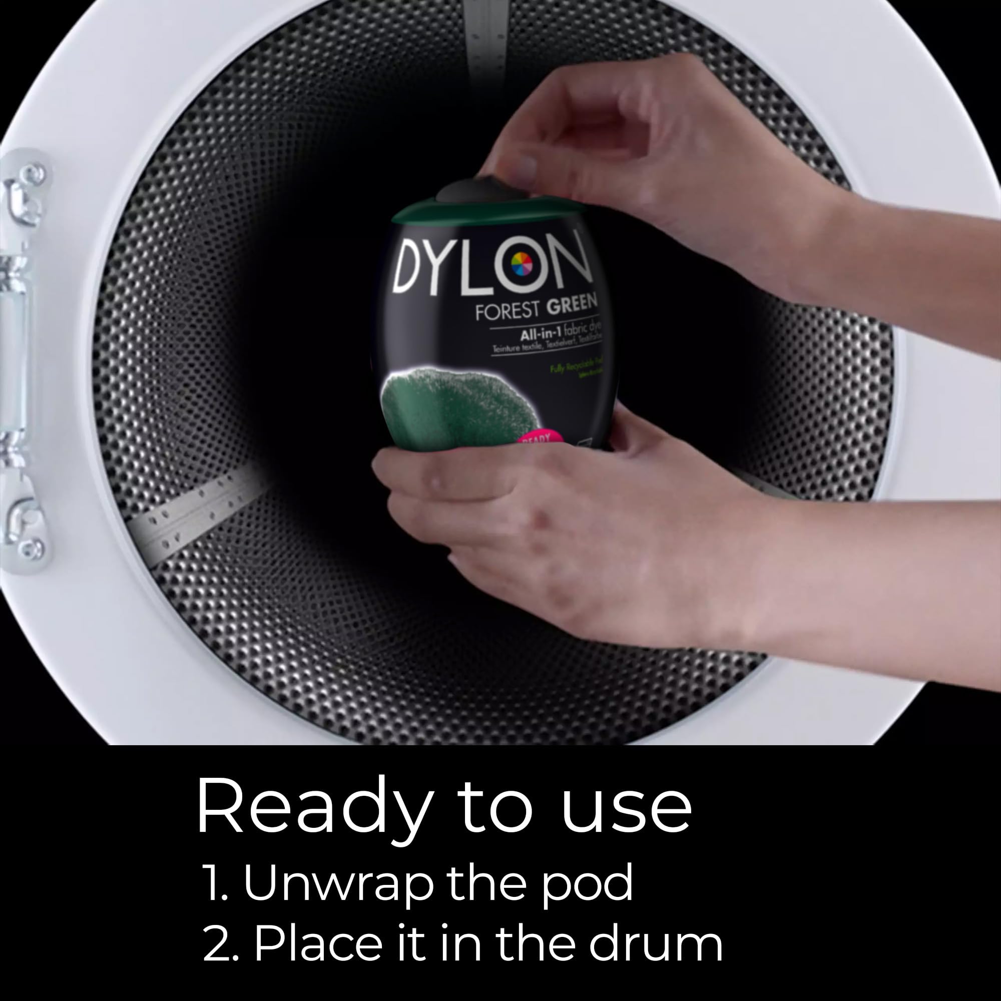 Dylon Washing Machine Fabric Dye Pod - Forest Green | Intense Color | Up to 600g Capacity 5