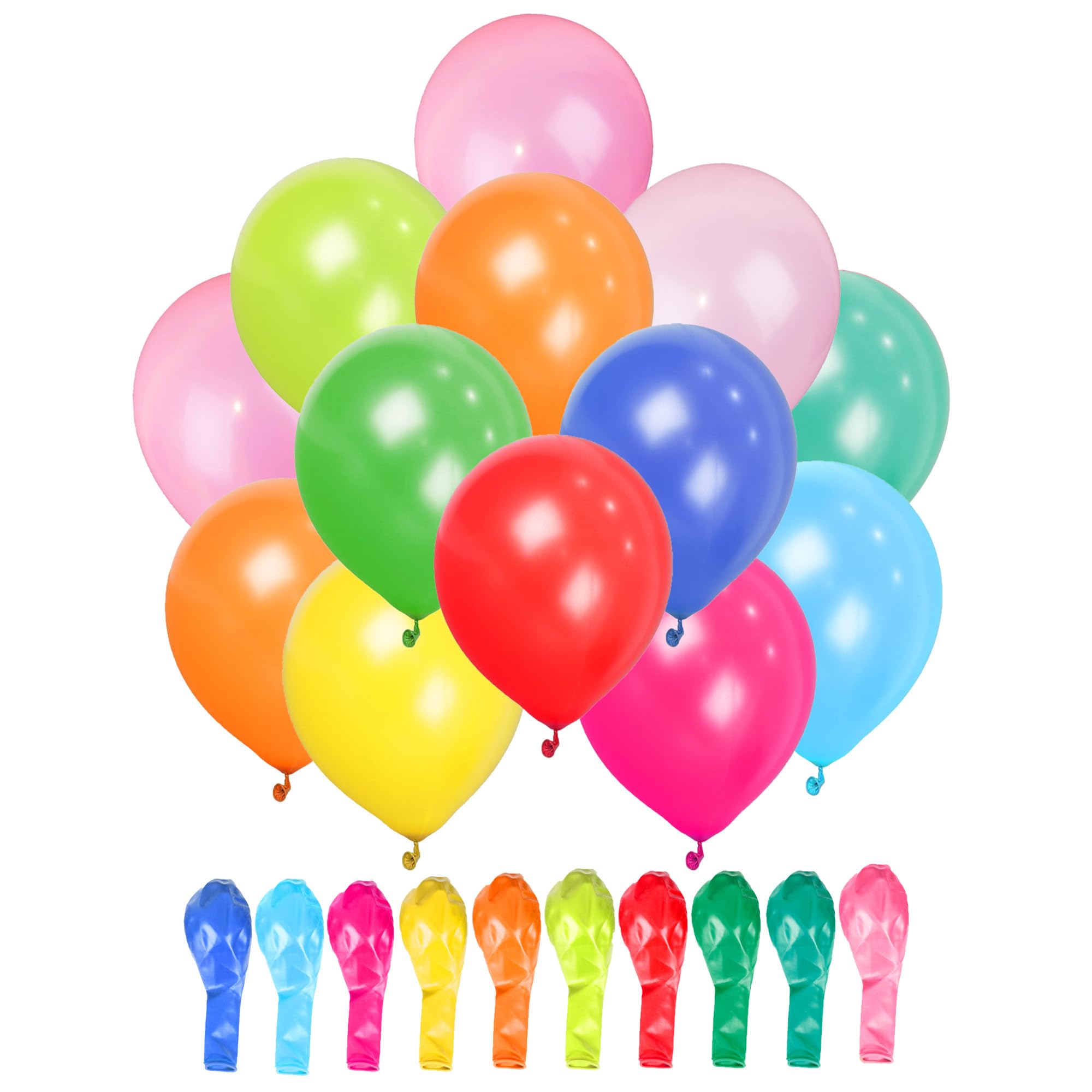 SHATCHI Rainbow Party Balloons - 100 Pack, 12 Inch Thick Latex, Biodegradable Helium Balloons