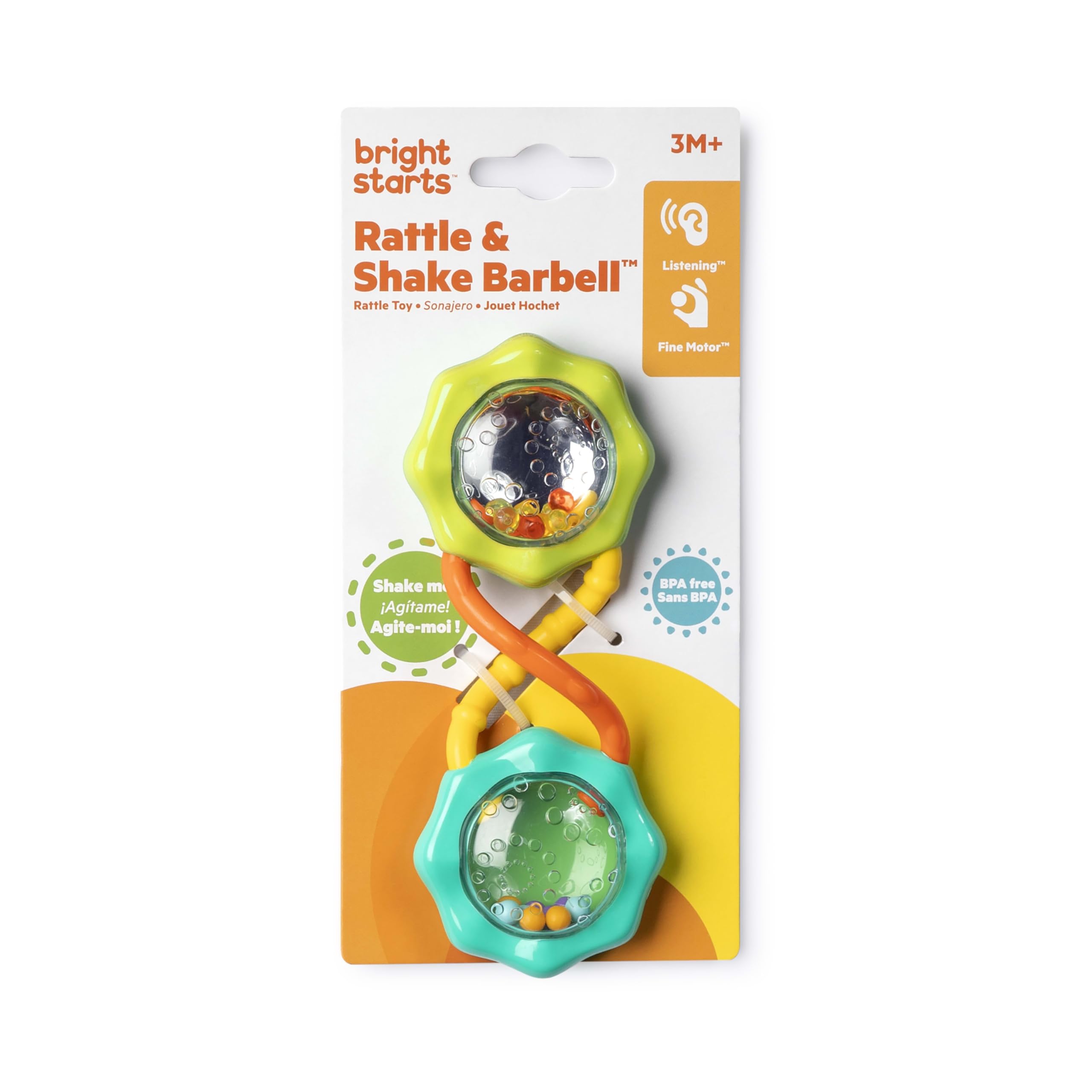 Bright Starts Rattle & Shake Baby Barbell Toy - Green | Ages 3 Months+ 6