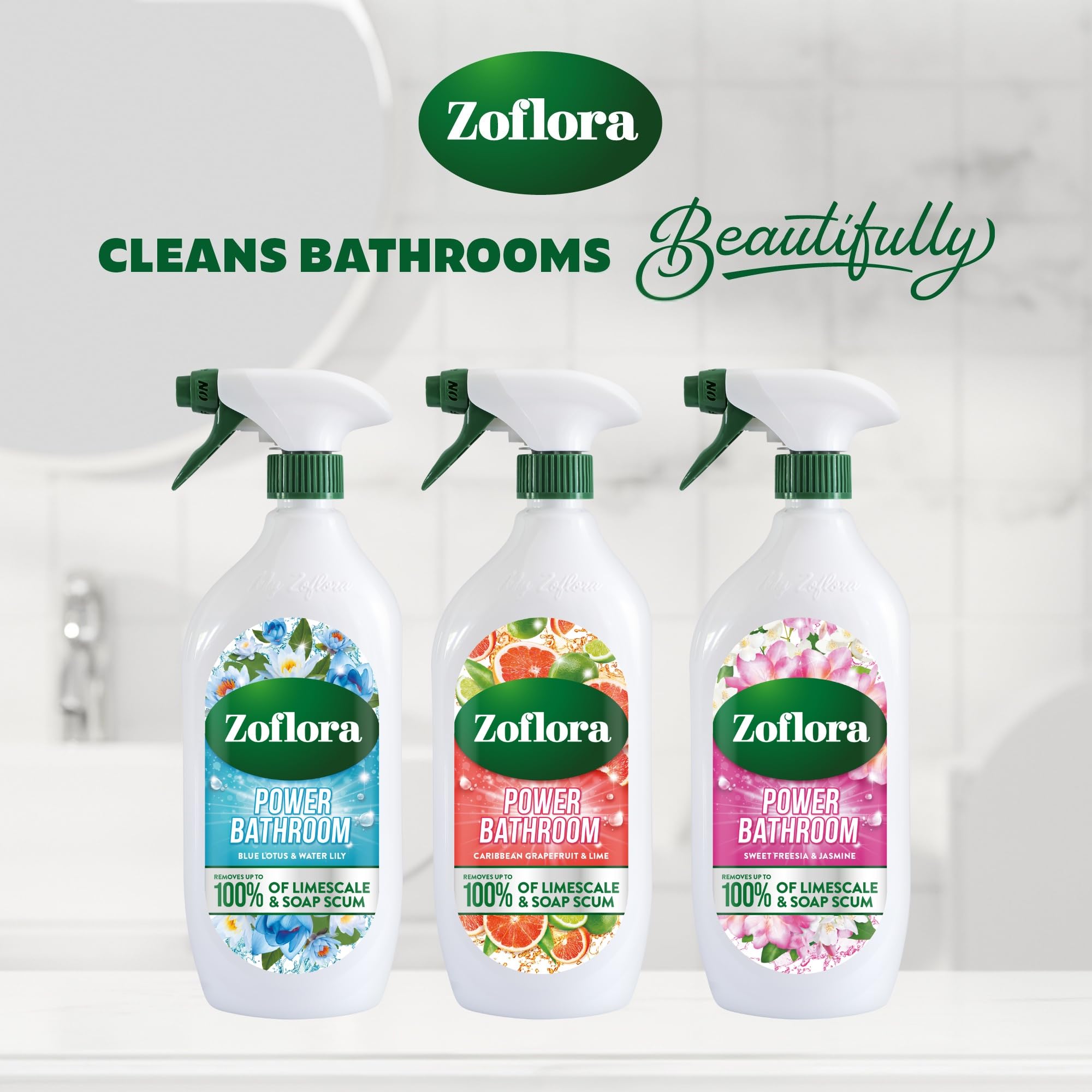 Zoflora Blue Lotus & Water Lily Bathroom Cleaner - Removes 100% Limescale | Streak-Free | 800ml 7