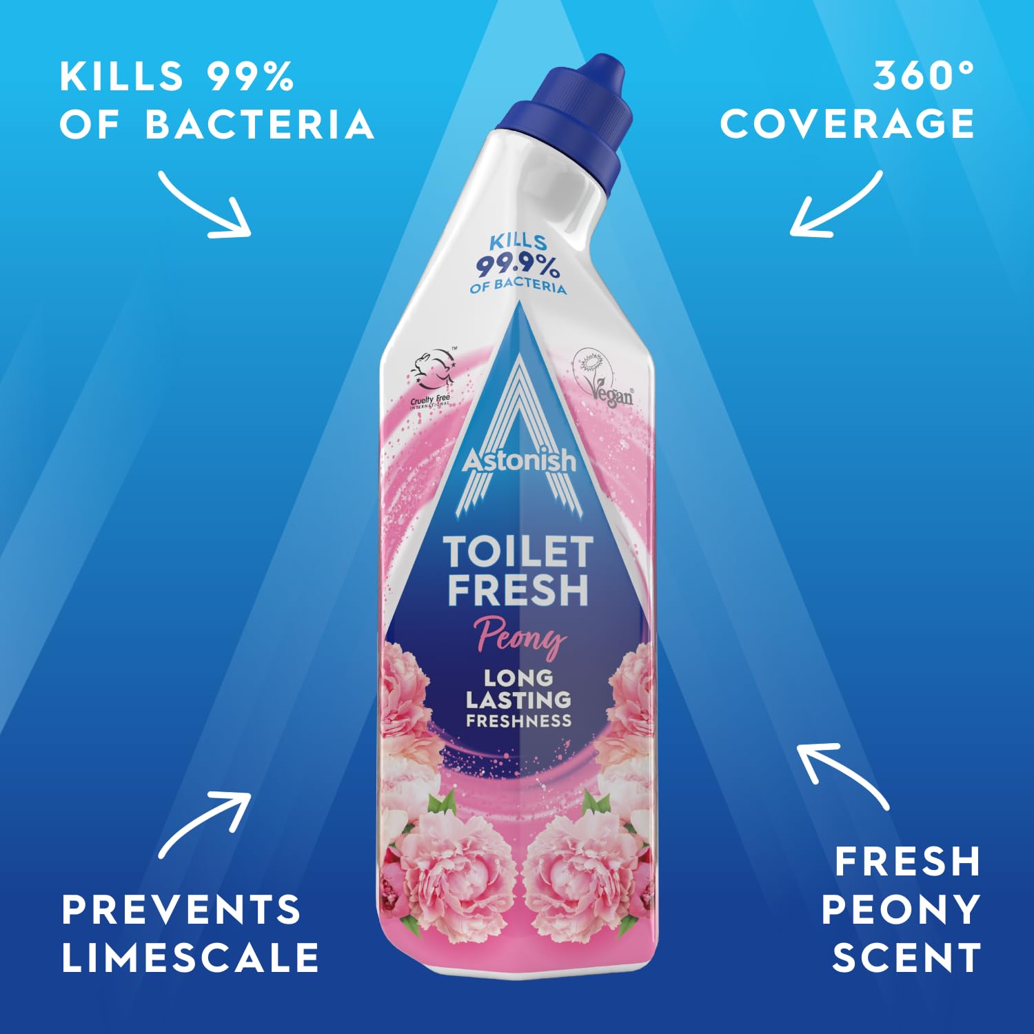 Astonish Peony Toilet Fresh Gel - Kills 99.9% Bacteria | Prevents Limescale | 750 ml 4