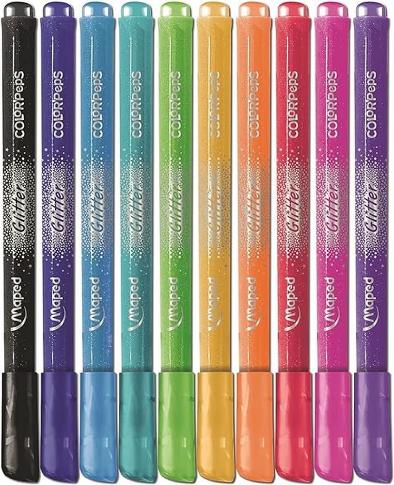 Maped Color'Peps Glitter Felt Tip Pens - 10 Bright Washable Colours | Medium Tip 2