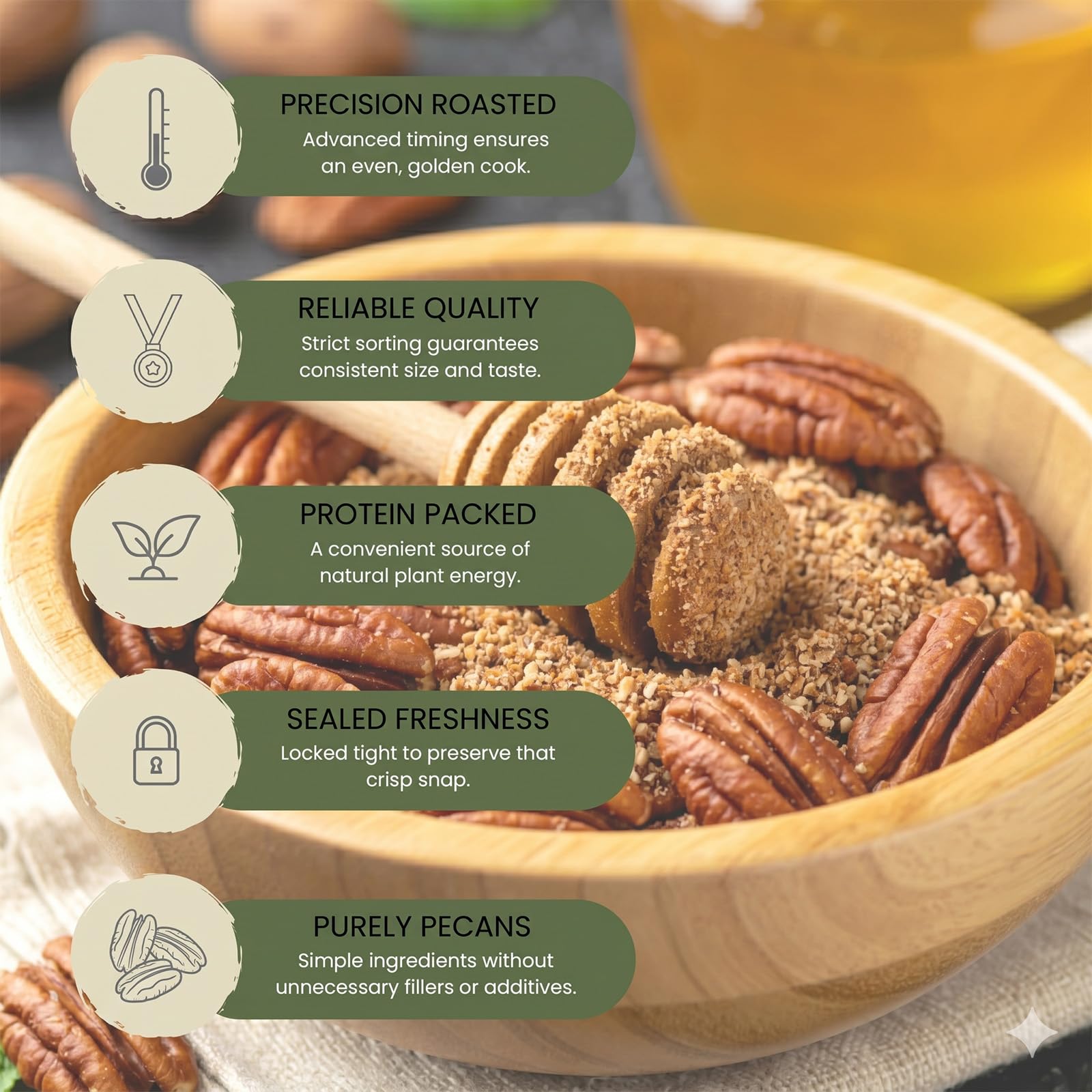Minton & Donello Pecan Halves - Naturally Sweet & Buttery Flavor | 250g Pack 3