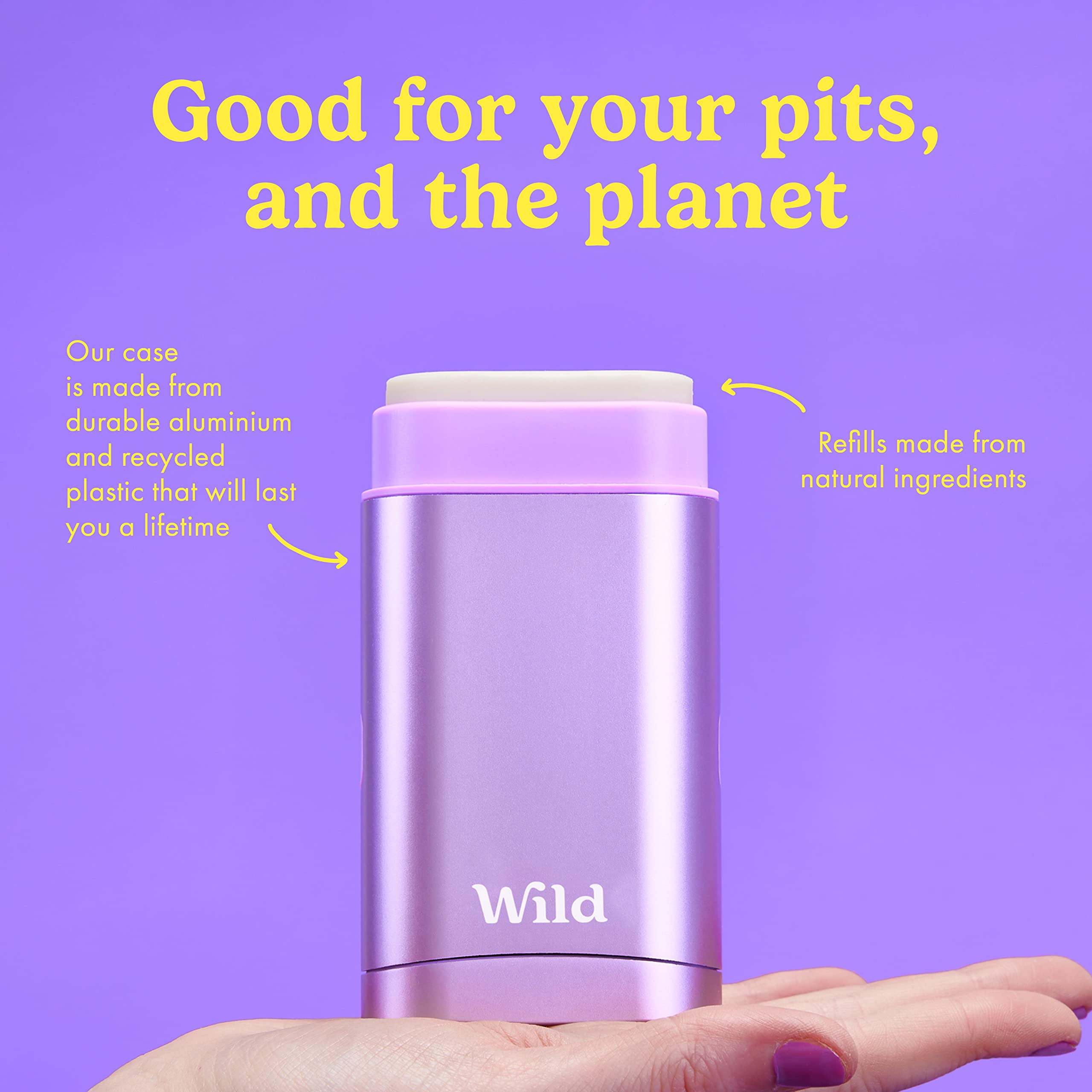 Wild Natural Refillable Deodorant - Coconut & Vanilla Scent | 24H Protection | Vegan