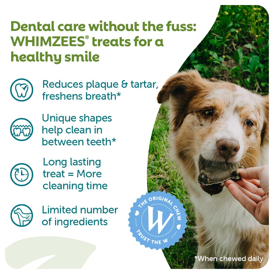 WHIMZEES Alligator Dental Sticks for Small Dogs (7-12kg) - 24 Count | Reduces Plaque by 80% | Vegetarian