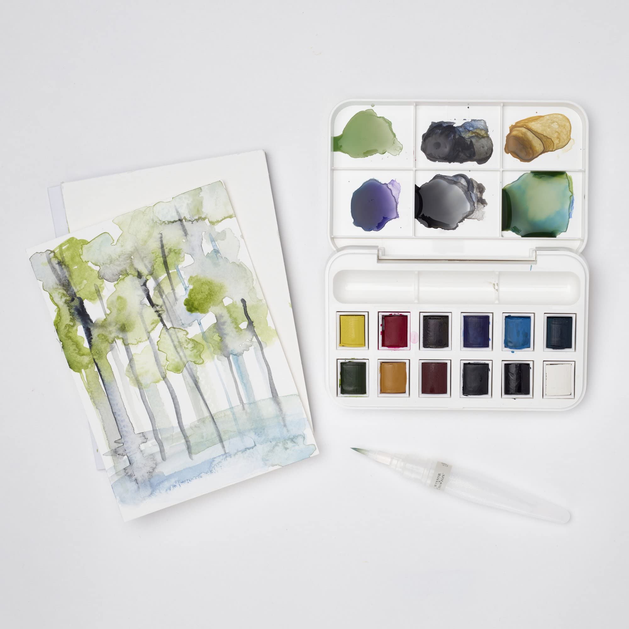 Winsor & Newton, Cotman Watercolour, 'Water Brush Pocket Set' , 12 x Half Pans + 1 x Water Brush 4