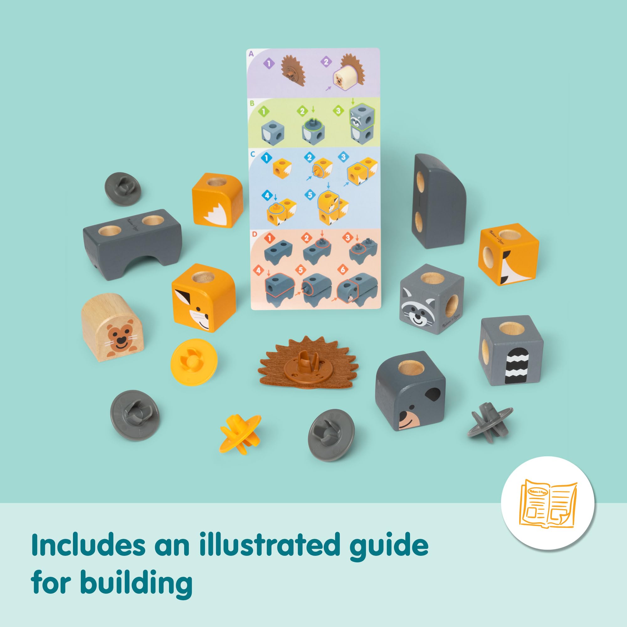 Melissa & Doug Blockables Woodland Friends Snap And Play Building Set | Ages 2-7 | 16 Pieces 8