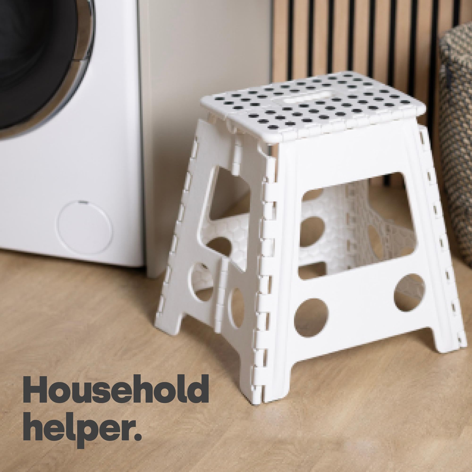 LIVIVO 2-Step Folding Step Stool - 150kg Capacity | Lightweight Polypropylene | White