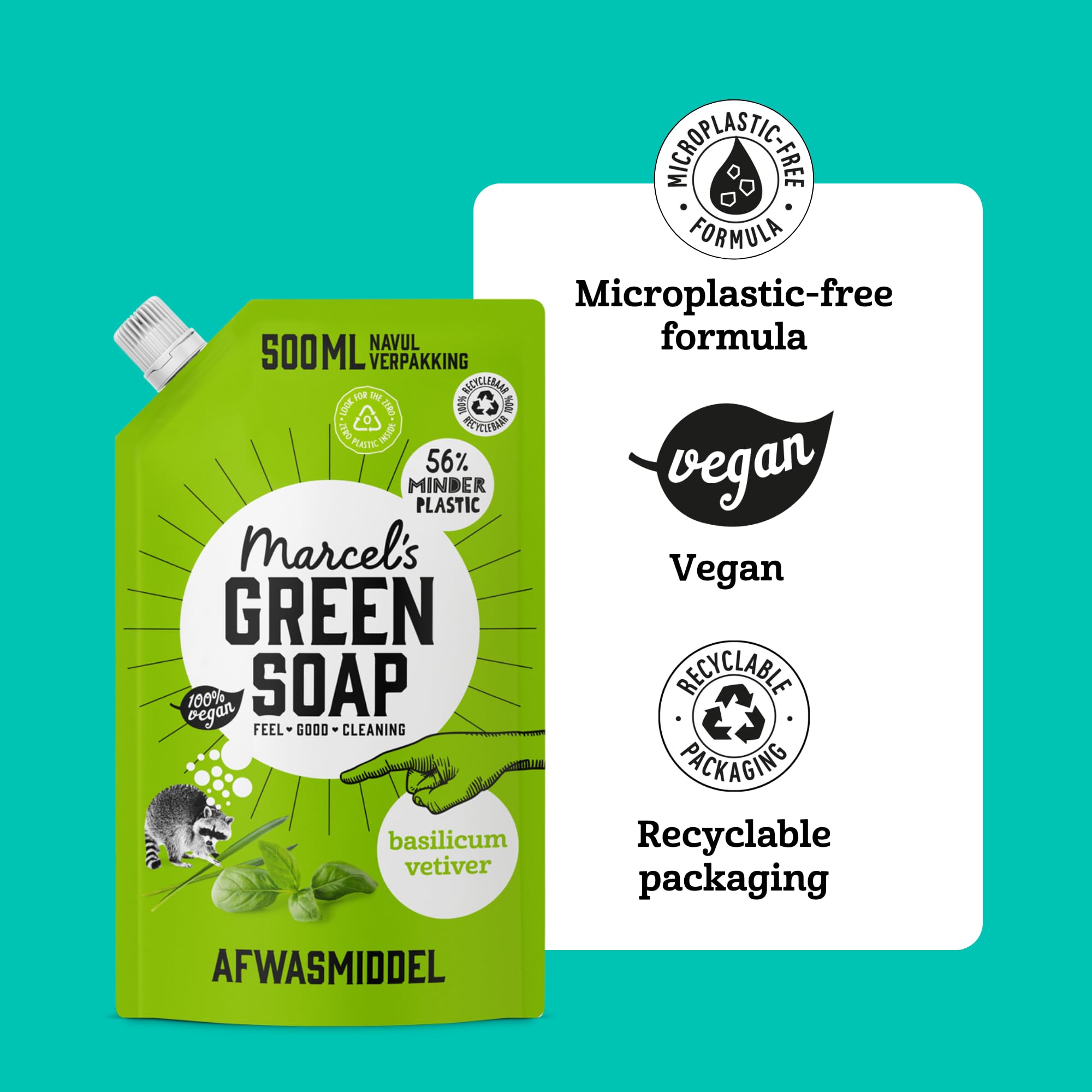 Marcel's Green Soap - Basilikum &amp; Vetiver Spülmittel Nachfüllpackung