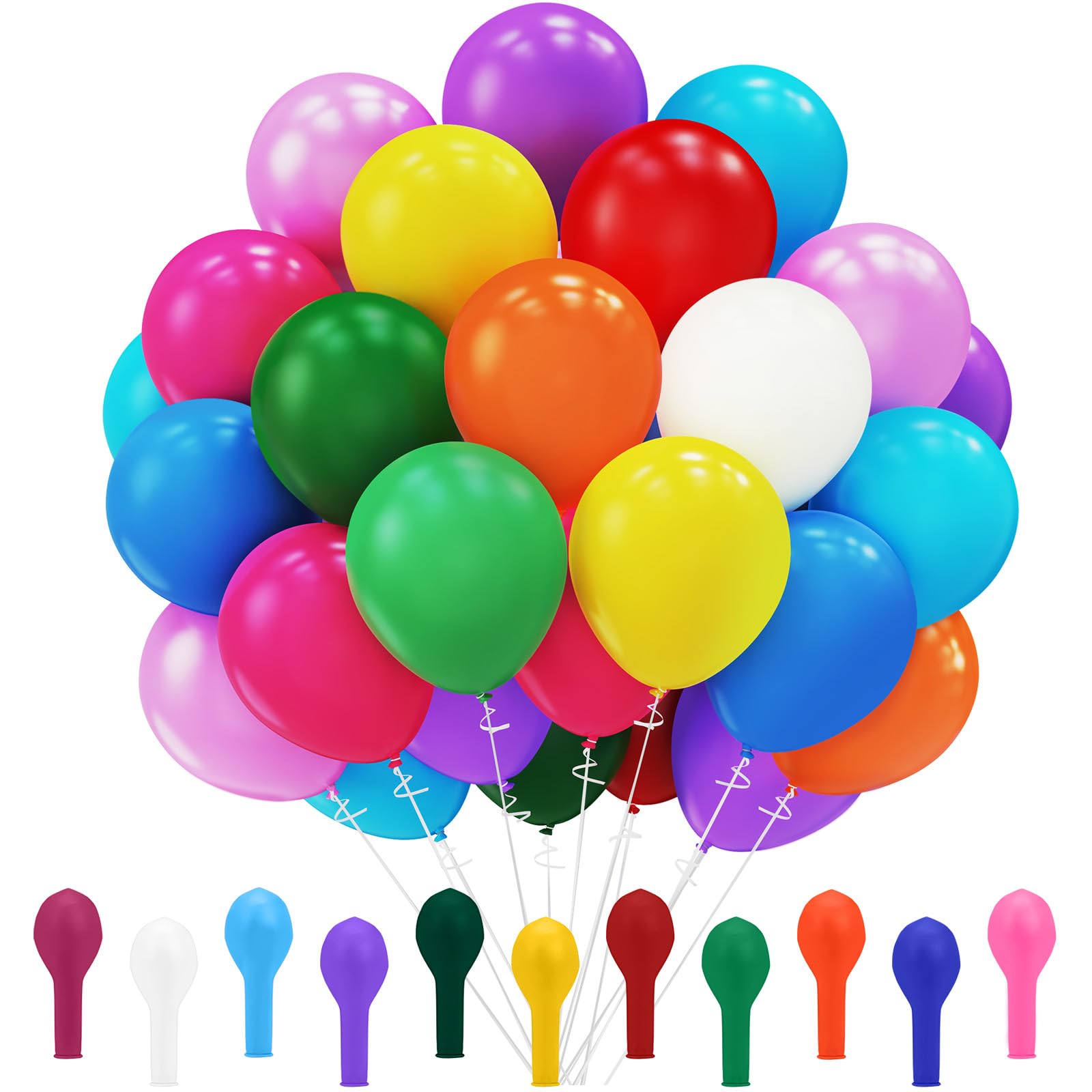 Euqvunn 110 Pack Rainbow Latex Balloons - 12 Inch Assorted Colors | Durable & Flexible