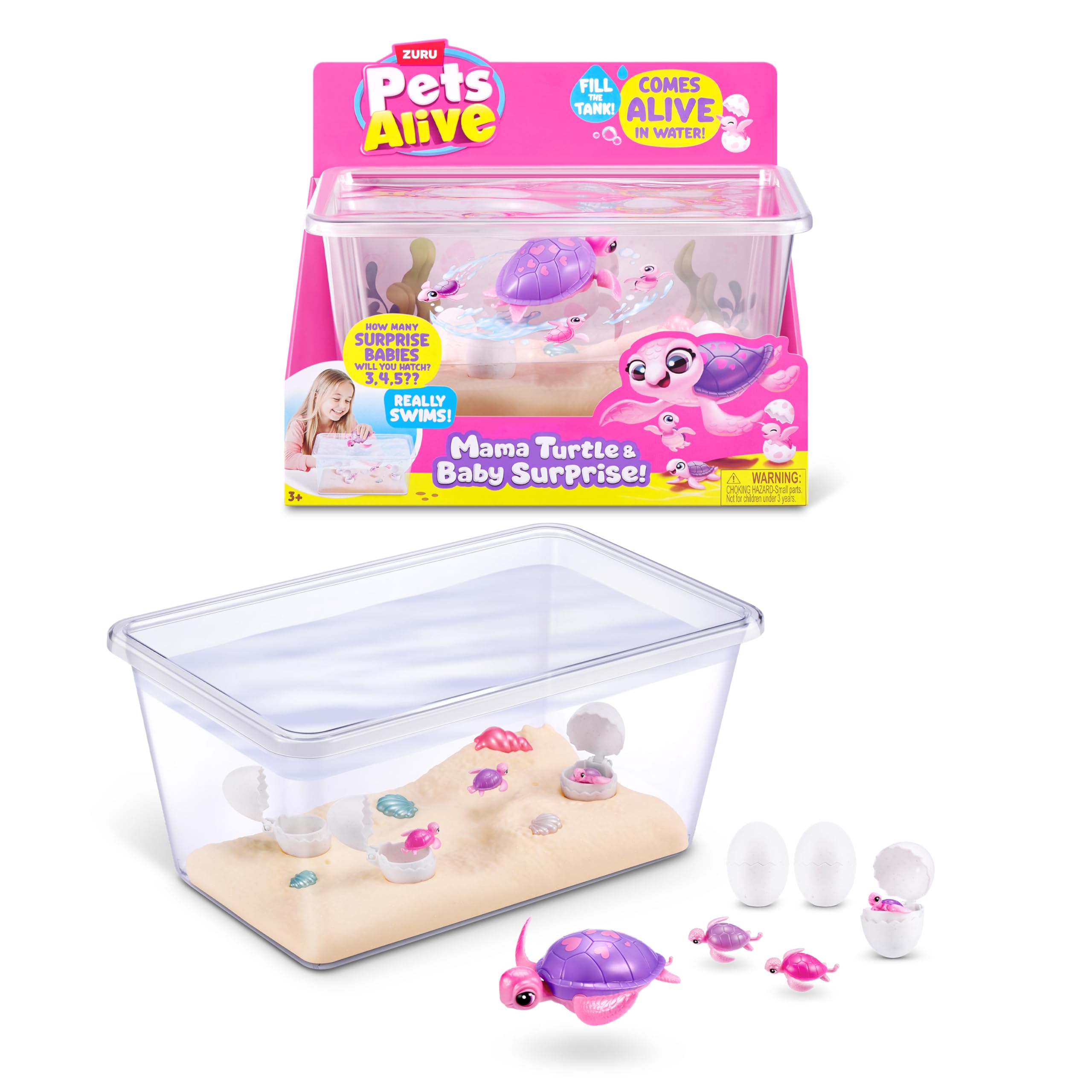 Pets Alive Mama Turtle Surprise by ZURU - Robot Pet Turtle with Swimming & Walking Action, 3+ Years