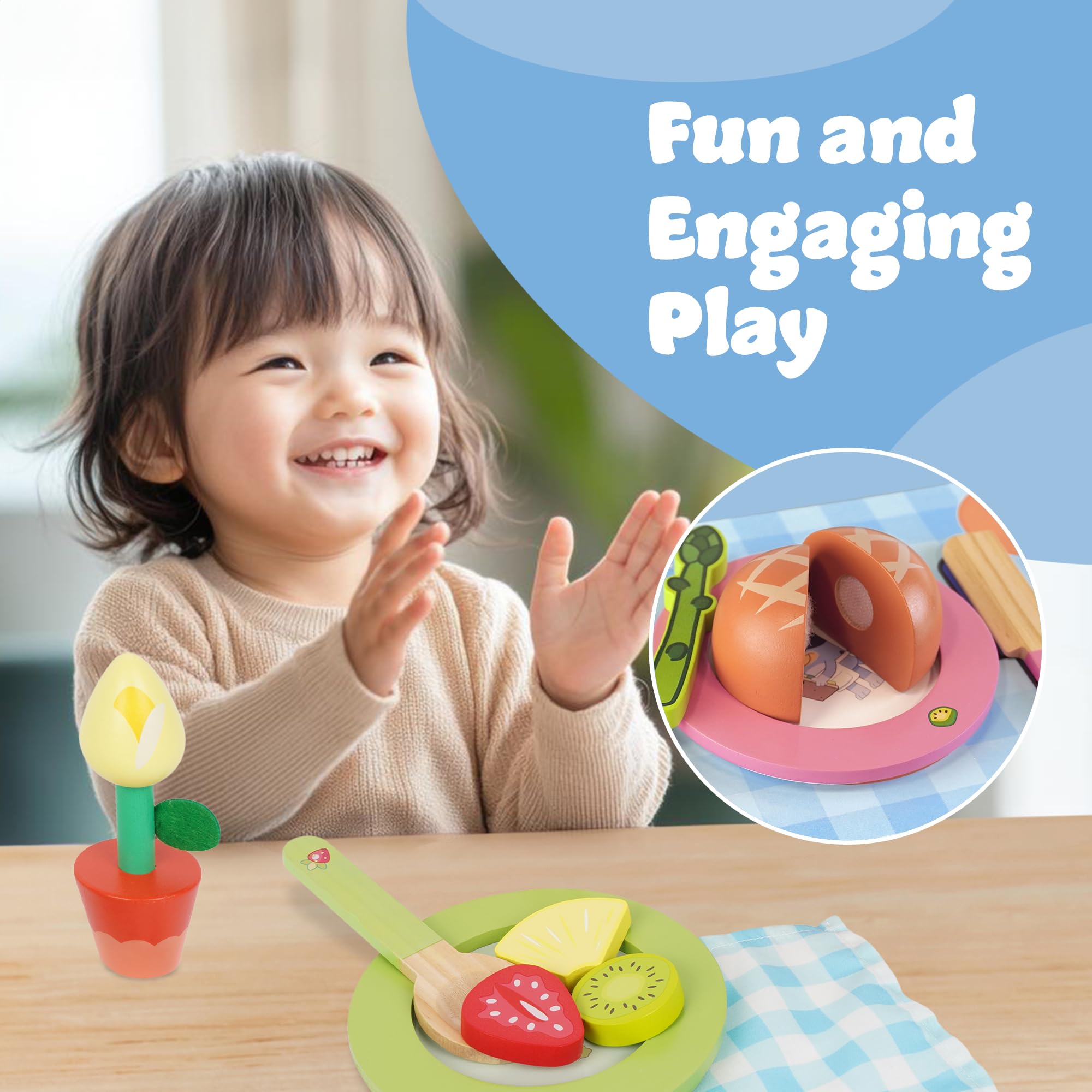 Bluey Dine In with Bluey Wooden Toy Set - 32-Piece Role-Play Kit | FSC-Certified Wood 4