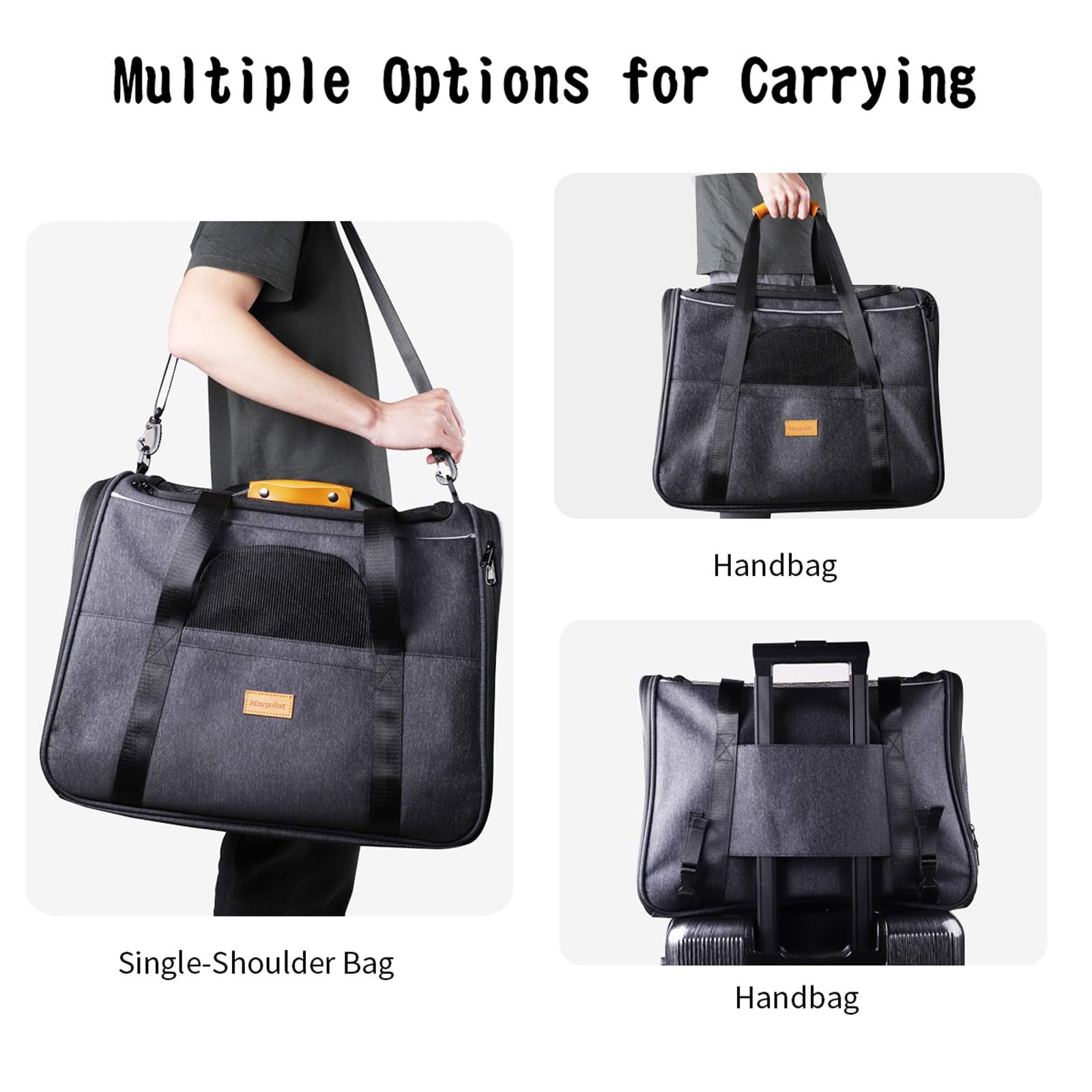 morpilot Airline Approved Soft-Sided Pet Carrier - Grey | 47x32x36 cm | Up to 9kg 6