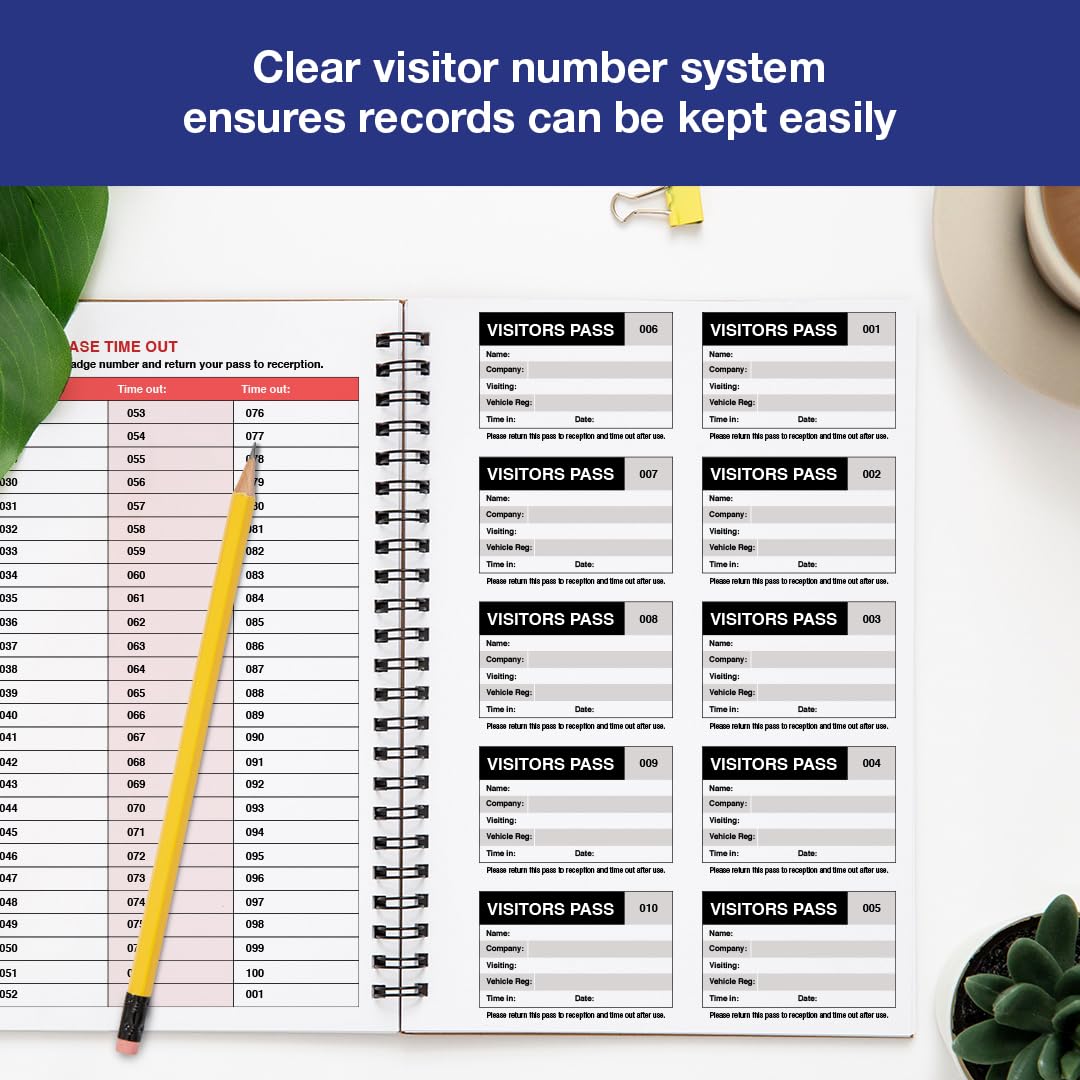 VSafety Visitor Book Refill - 100 Badge Inserts | 90 x 60mm | Yellow, White, Green 7