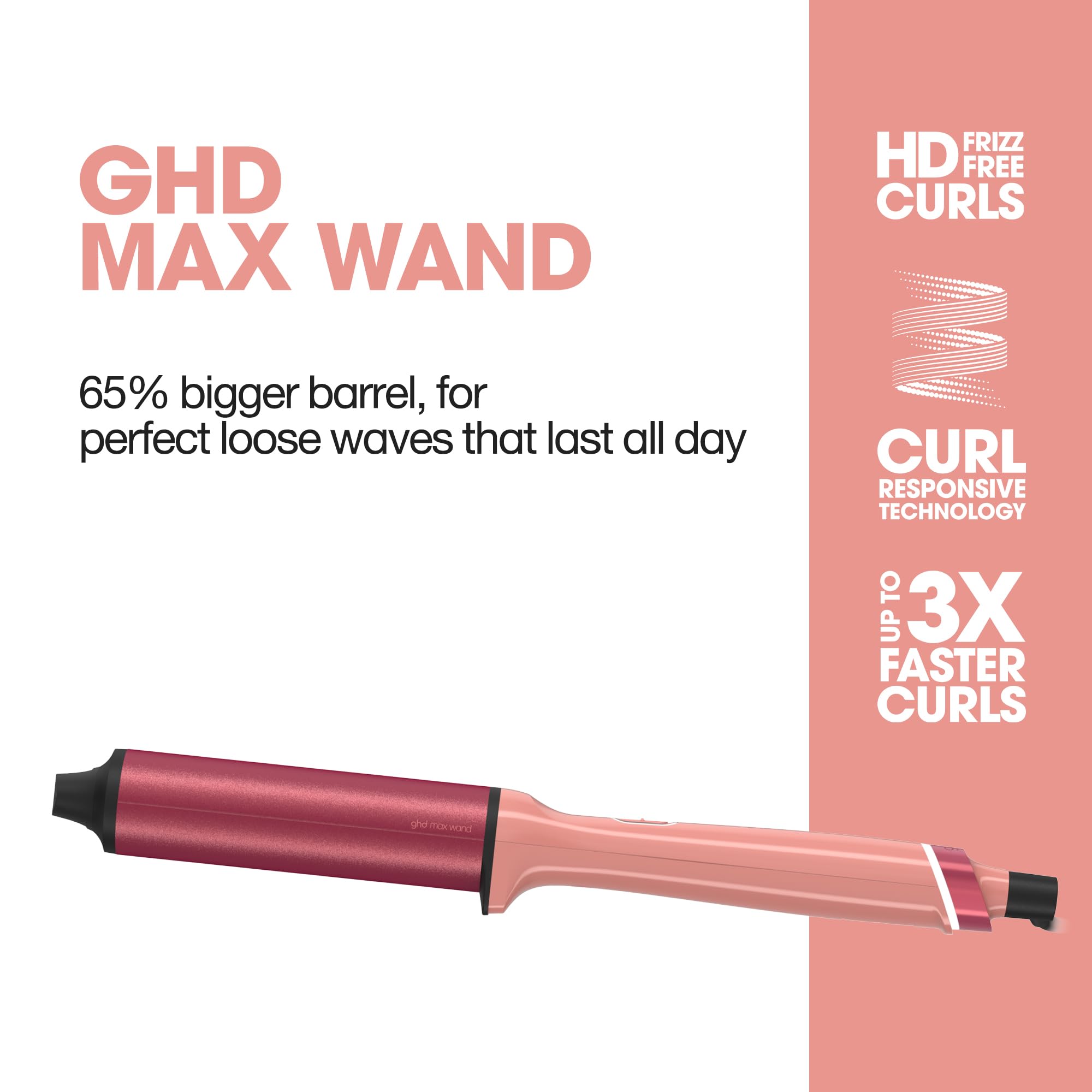 ghd Chronos Curve Max Wand - 38mm Barrel | Candy Coral Limited Edition | 2x Faster Styling