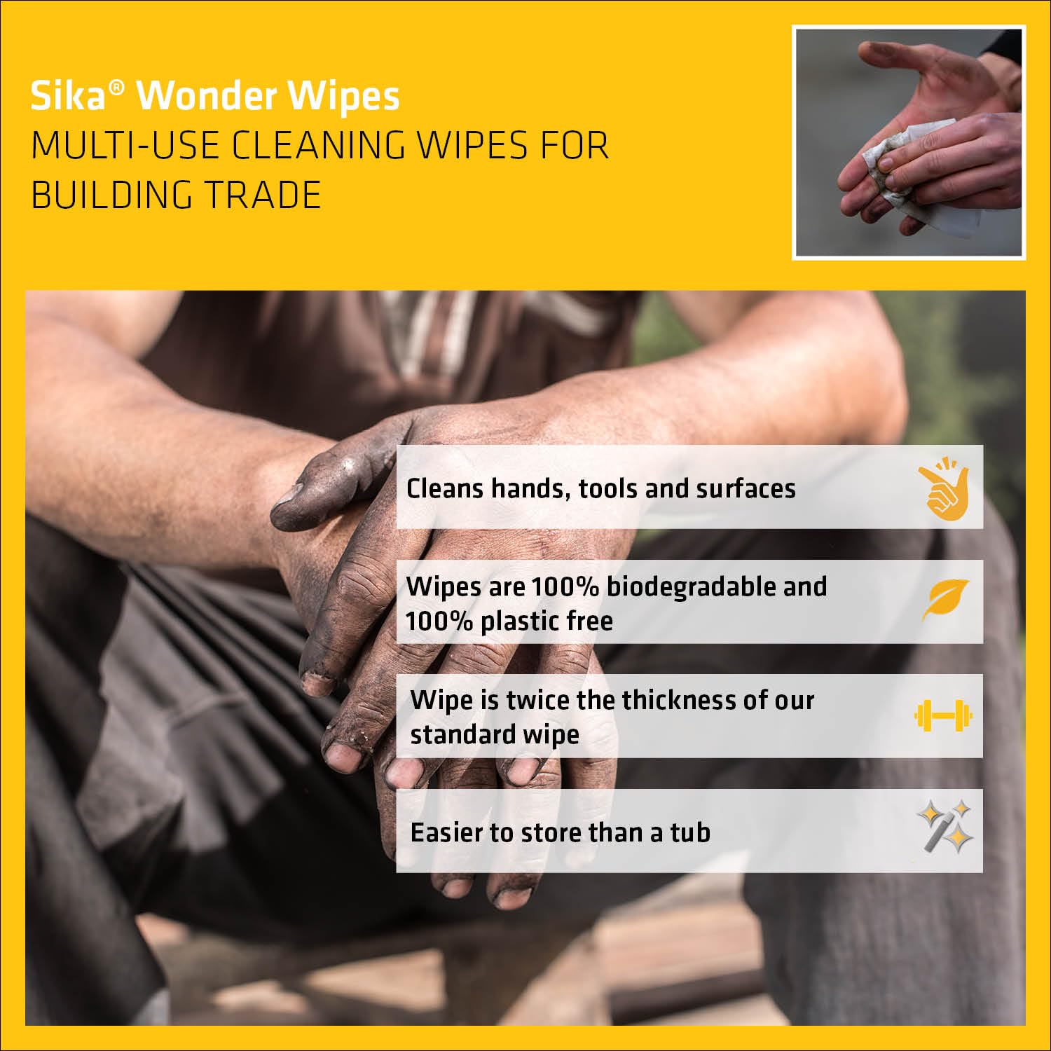 Sika Biodegradable Wonder Wipes - Multi-Surface Cleaning | Pack of 60 3