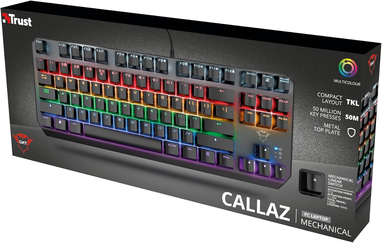 Trust Gaming GXT 834 Callaz TKL Mechanical Gaming Keyboard with UK Layout, Compa 5