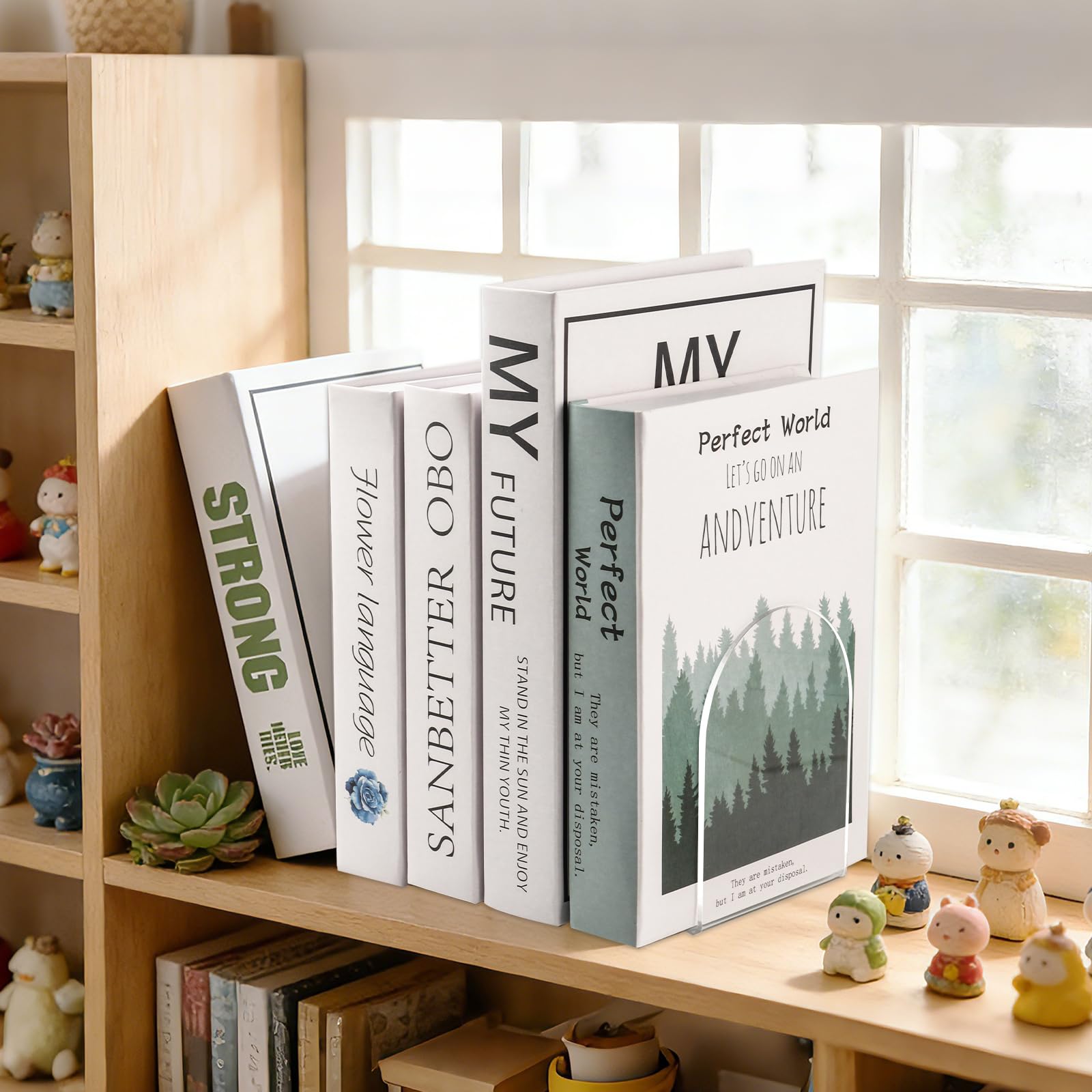 MOXYOY 4 Pcs Acrylic Bookends - Clear L-Shape Support with Anti-Slip Pads | 100x100x130mm 7