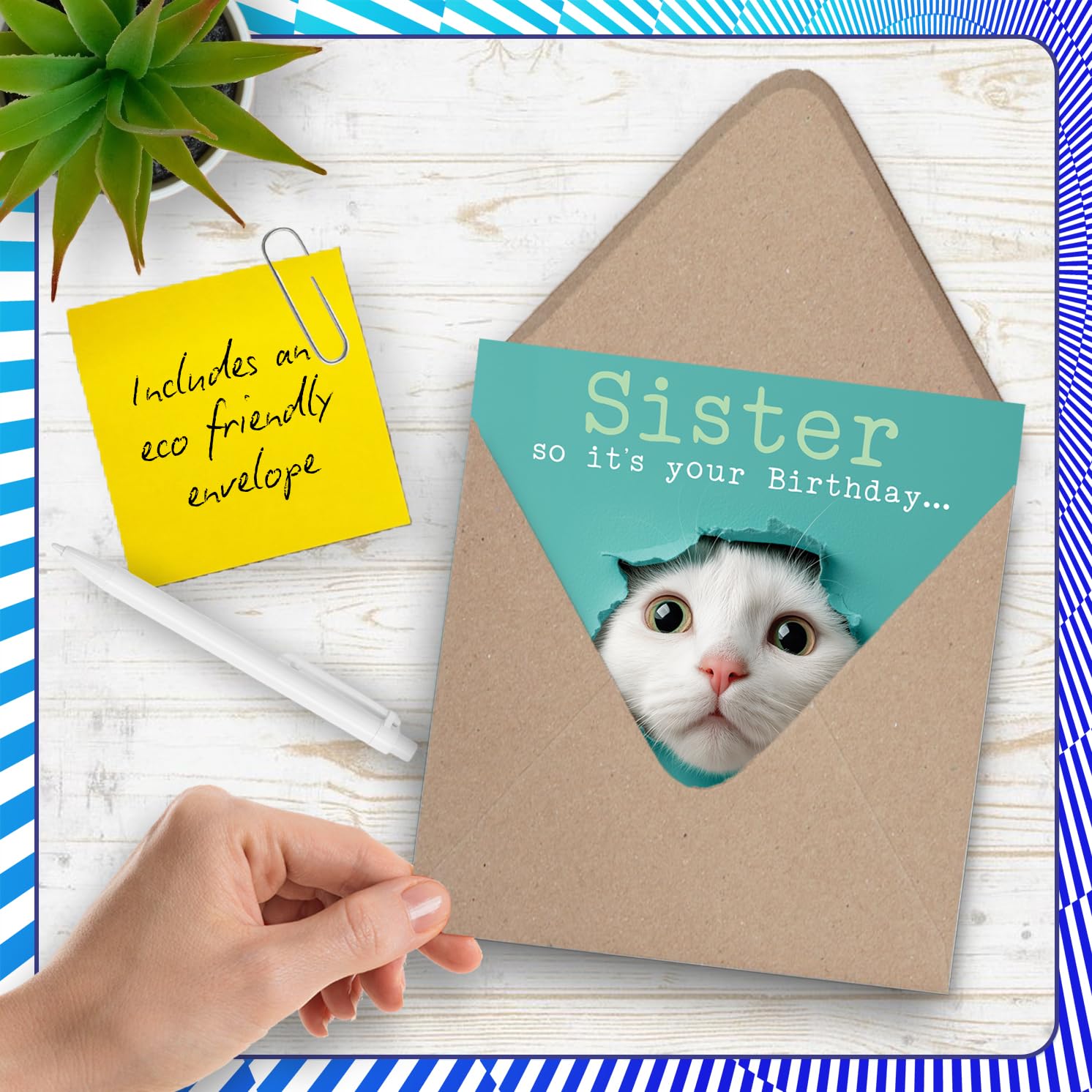 Stuff4 Sister Birthday Card - Catty Cake Design | 145mm x 145mm | Uncoated Interior 5