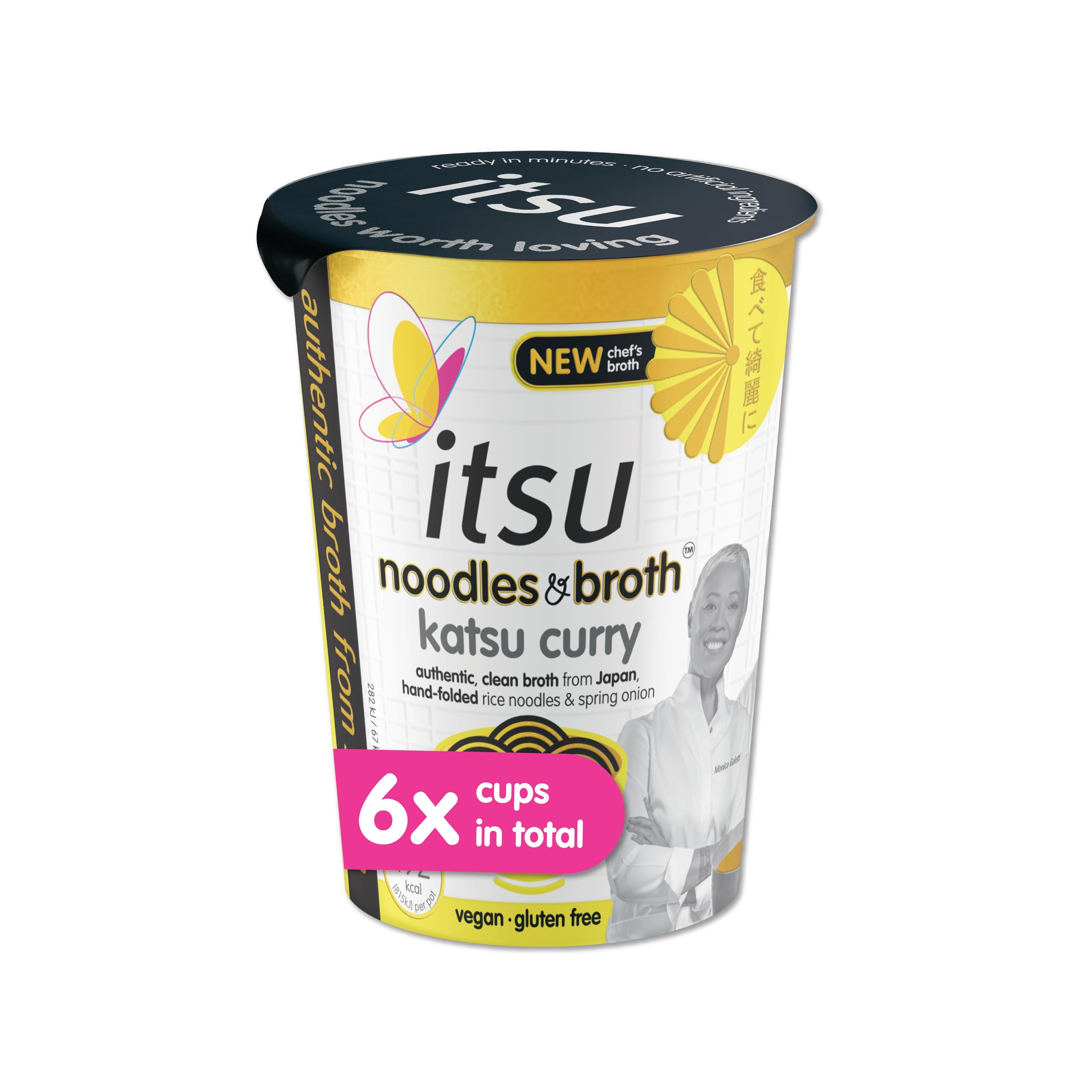 Itsu Katsu Curry Instantnudeln &amp; Brühe Topf 63 g - 6er-Pack | Glutenfrei | Vegan | Schnell zubereitete Mahlzeit