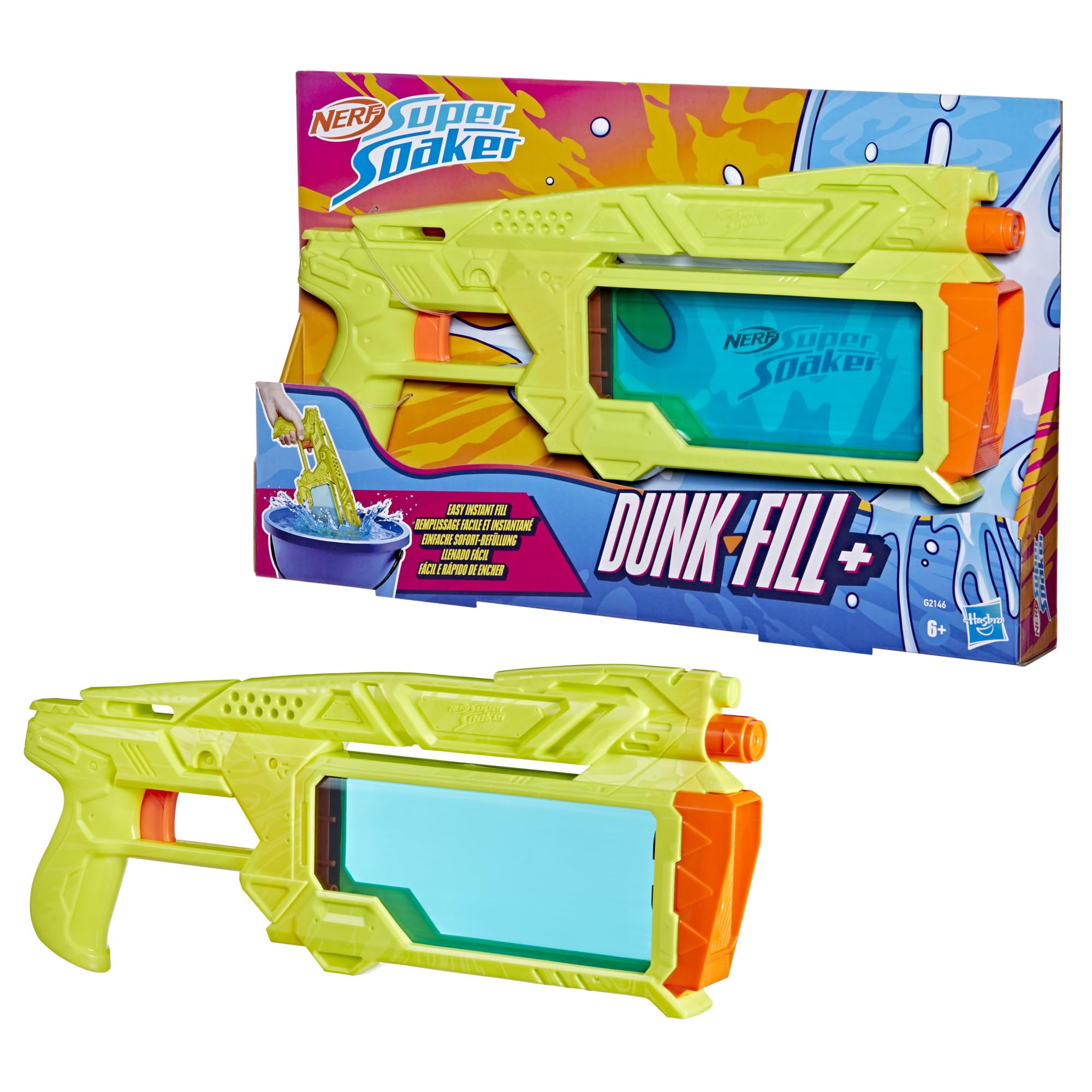 Super Soaker Dunk-Fill+ Water Blaster - Instant Fill Tank | 358ml Capacity | Ages 6+