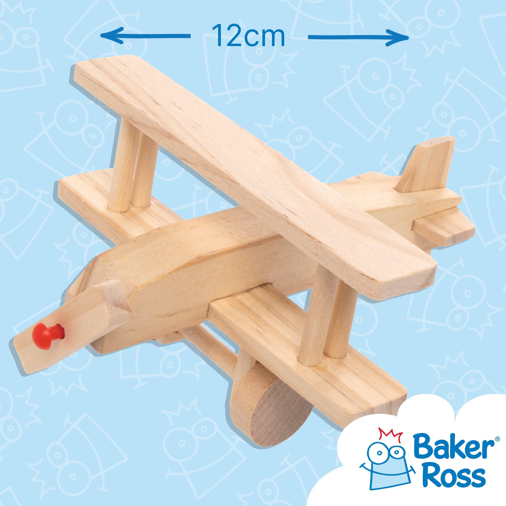 Baker Ross 3D Wooden Aeroplane Kits (Pack of 2) - Pre-cut Wood Craft for Kids Ages 5+ 3