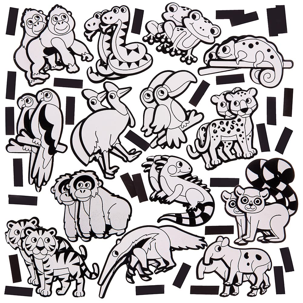 Baker Ross Rainforest Animal Colour In Fuzzy Art Magnets - Pack of 30 | Ages 3+ | 8-15cm 2