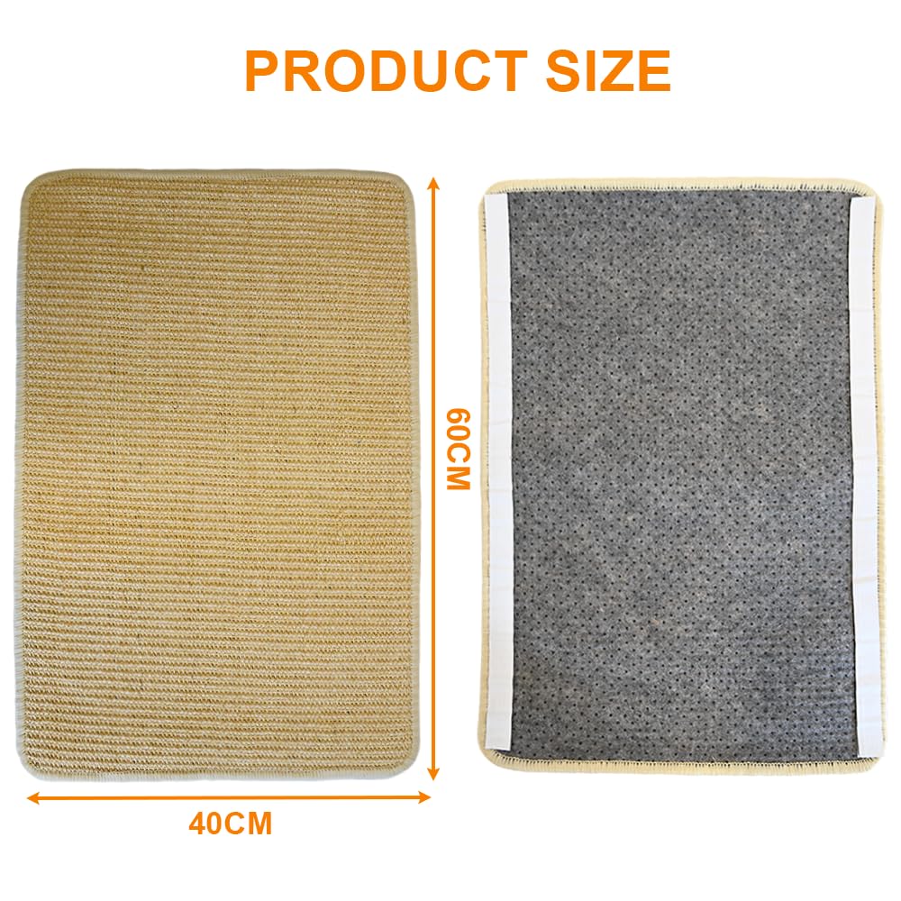 RAM ONLINE Sisal Cat Scratch Mat - 60cm x 50cm | Anti-Slip Base | Protects Furniture 4