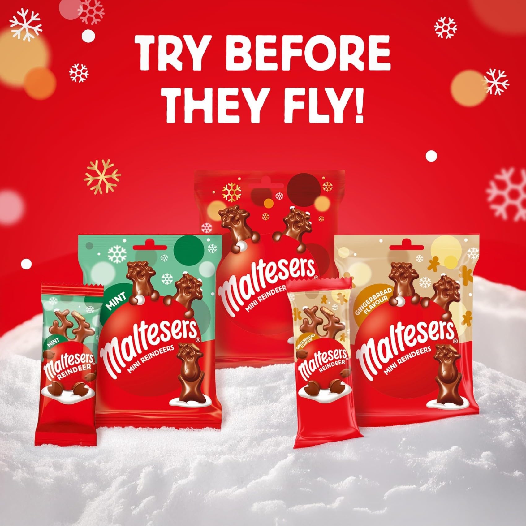 Maltesers Gingerbread Flavour Reindeers, Milk Chocolate with Malt & Honeycomb, 32x29g 16