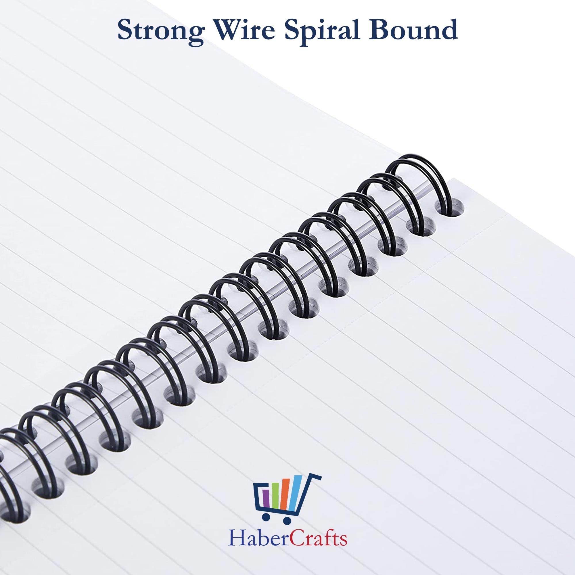 Habercrafts Wirebound Revision Flashcards - A6, 140gsm Ruled Card, Pack of 5 | Spiral Bound 4