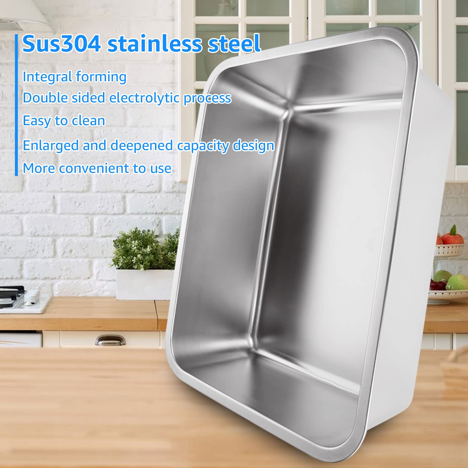 ASelected 304 Stainless Steel Washing Up Bowl - 16.5L Capacity | 44.5cm Outer Size | Built to Last 4