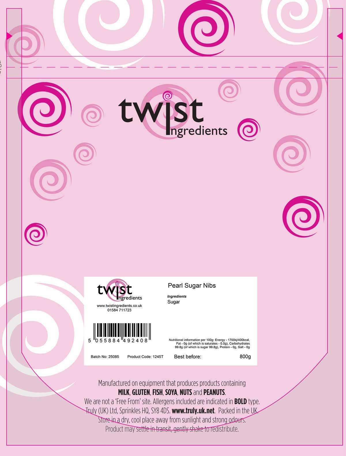 Twist Ingredients Sugar Crunch Pearl Sugar Nibs - Matt Crunchy Topping | 800g Pouch 4