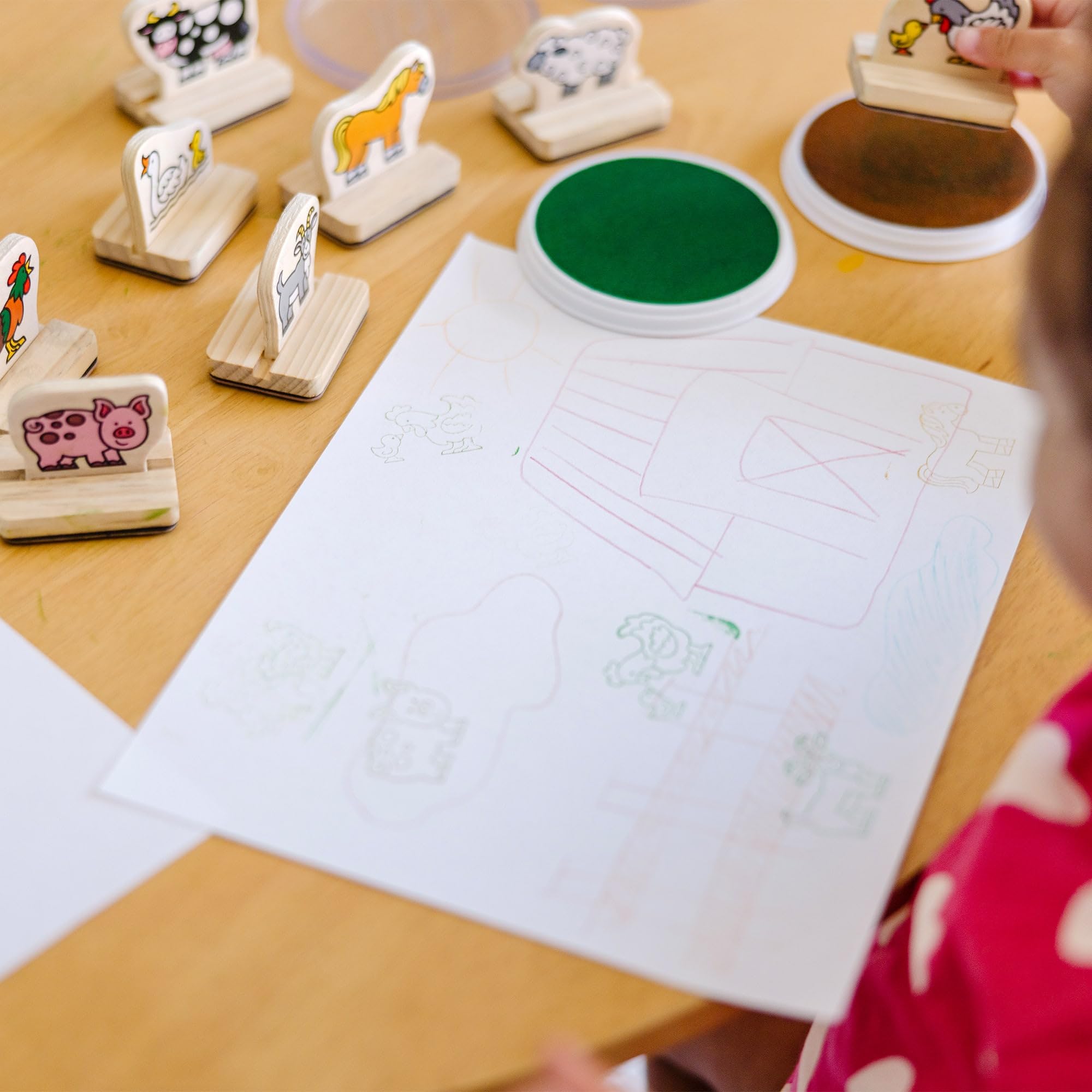 Melissa & Doug My First Wooden Stamp Set - Farm Animals | Easy-Grip Handles | Ages 3+ 7