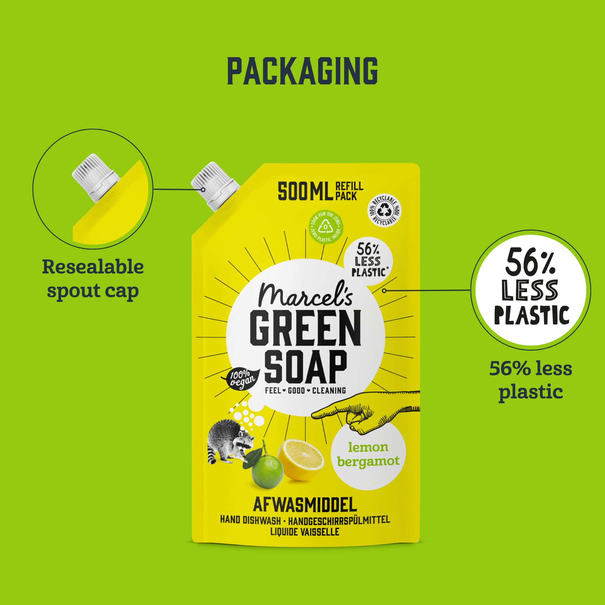 Marcel's Green Soap Washing-Up Liquid - Lemon & Bergamot Refill | 500ml | Plant-Based 5