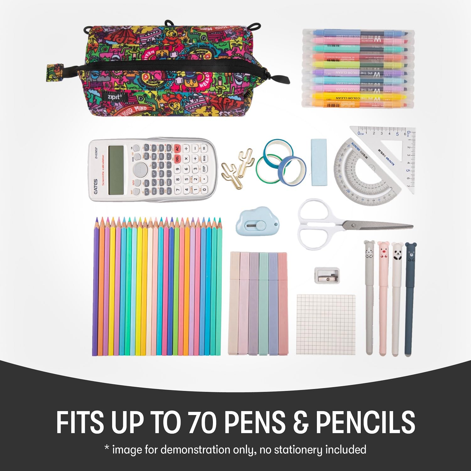 ZIPIT Lenny Pencil Case - Large Capacity (55 Pens) | Machine Washable | Lifetime Warranty 4