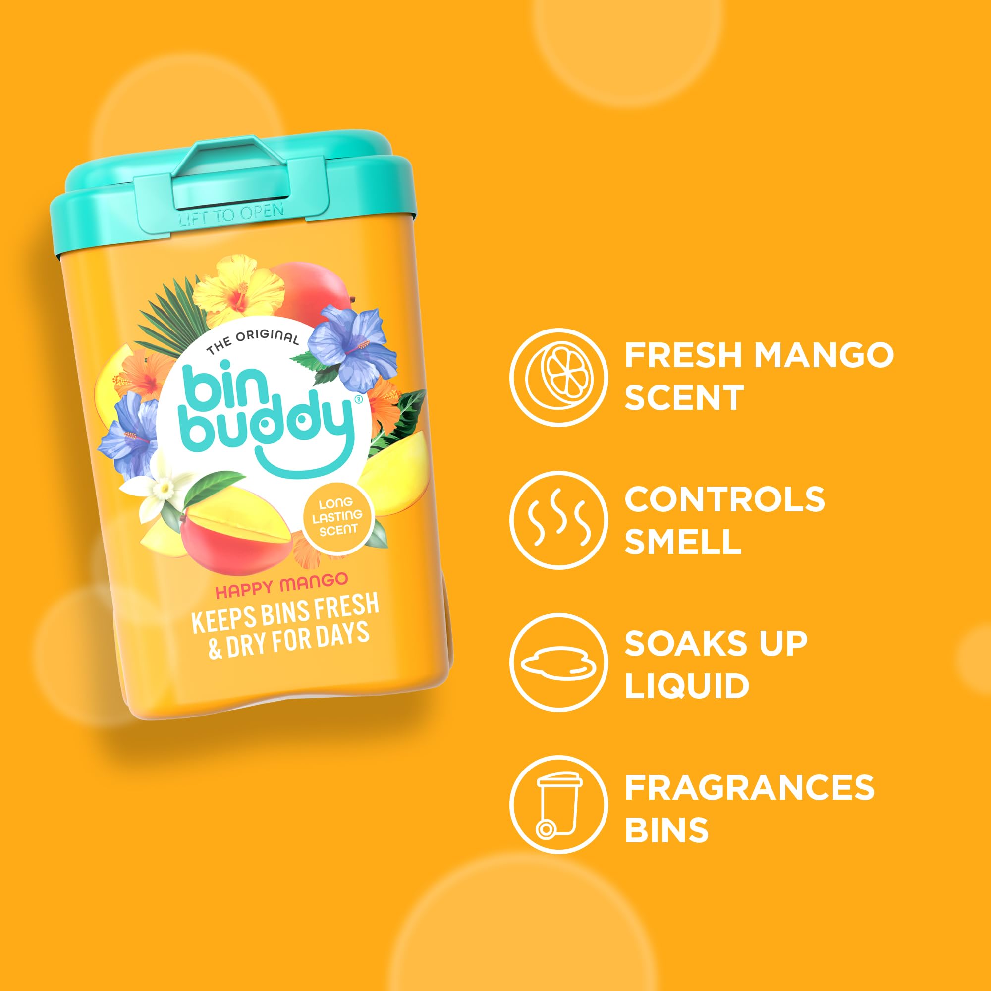 Bin Buddy Happy Mango Bin Deodoriser Powder - Pack of 3 | Absorbs Mess | Eliminates Odour 4