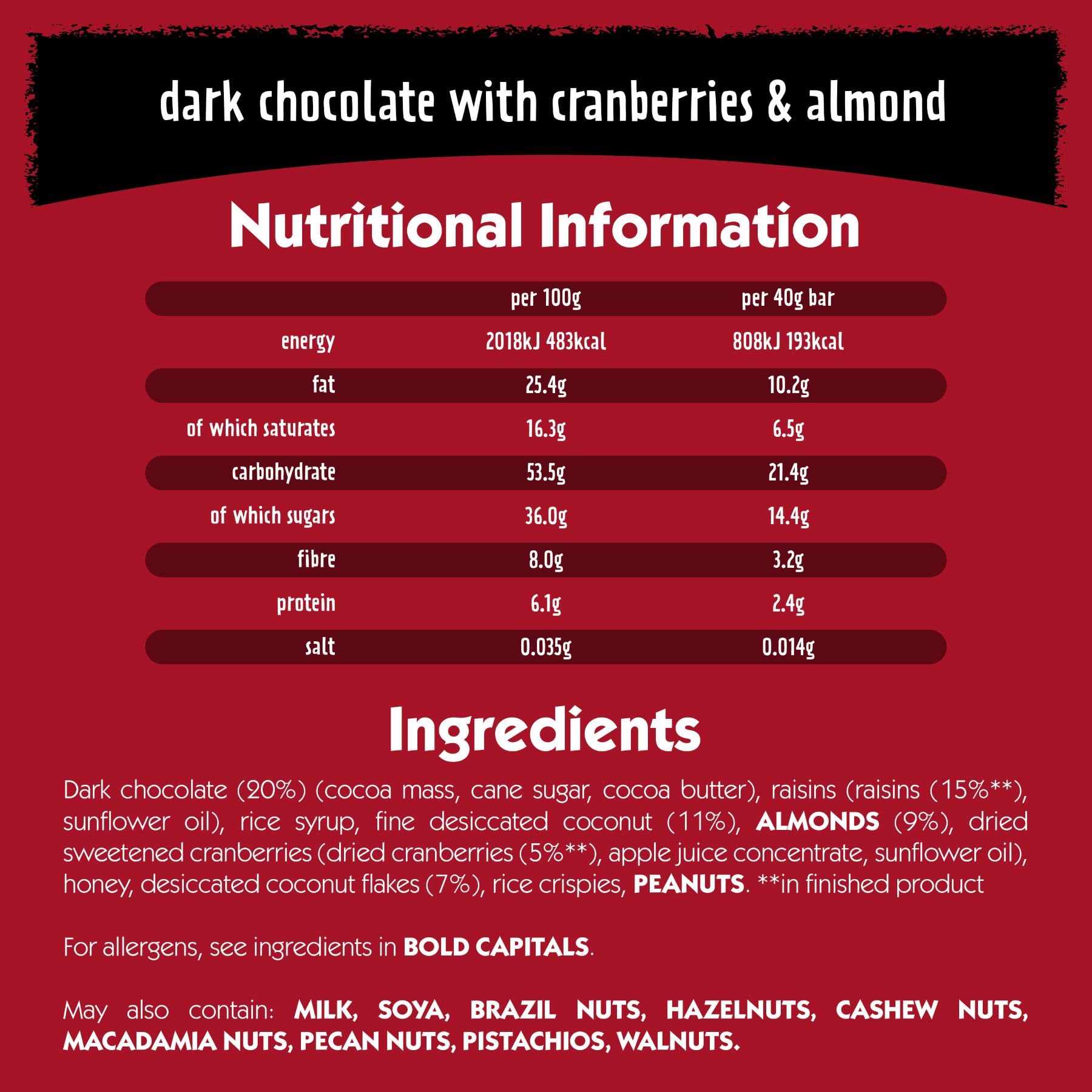 Eat Natural Gluten Free Fruit & Nut Bars with Cranberries, Almonds, Coconut & Dark Chocolate - 12 Pack 6