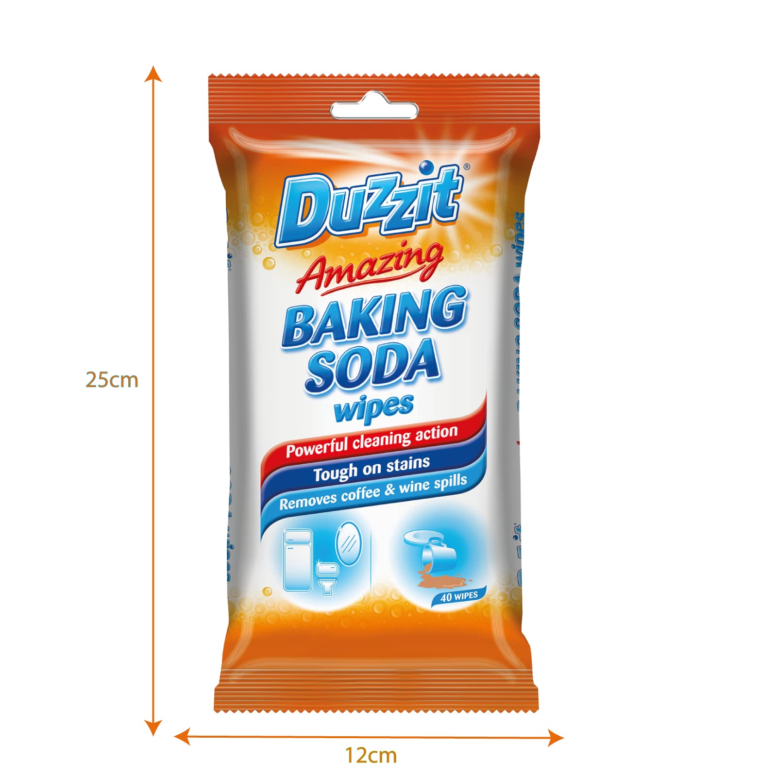 Duzzit Amazing Baking Soda Wipes - Powerful Stain Removal | Orange Scent | 40 Count 7