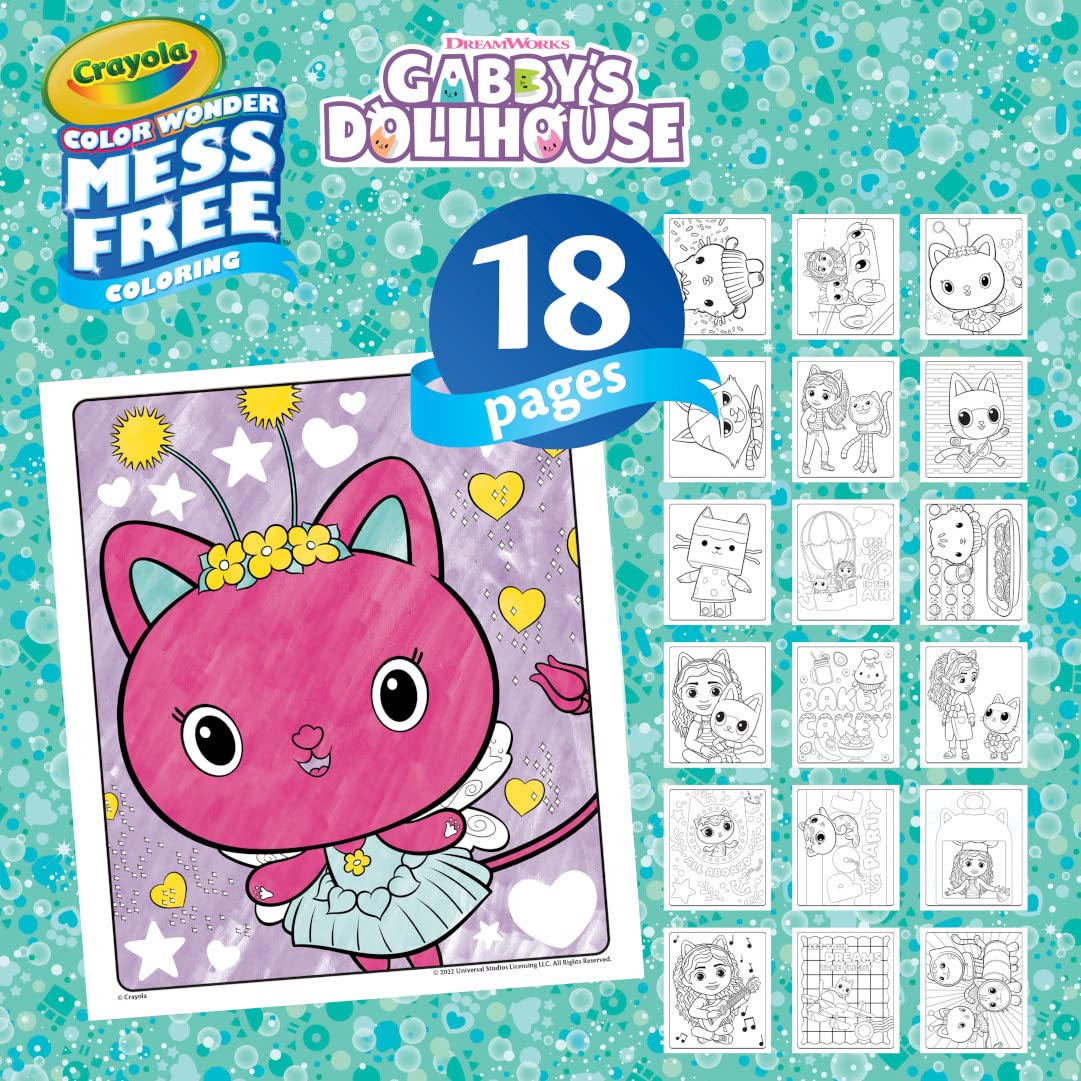 CRAYOLA Color Wonder - Gabby's Dollhouse Mess-Free Colouring Book | 18 Pages | 5 Markers 3